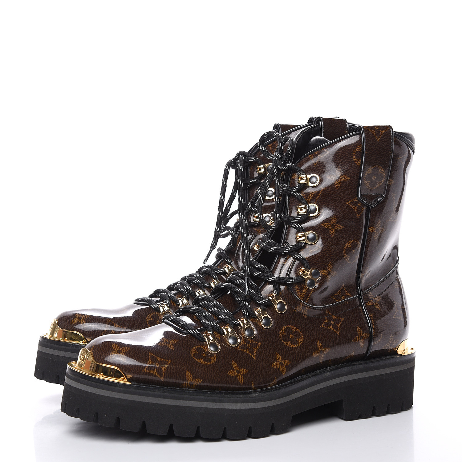 LOUIS VUITTON Monogram Glaze Mens Outland Ankle Boots 8.5 Black 487359