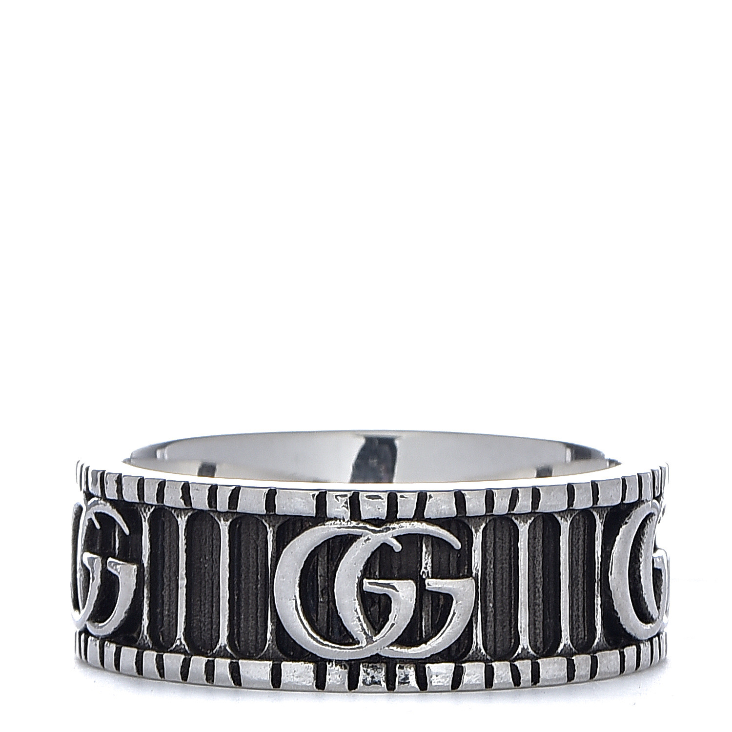 GUCCI Sterling Silver Double G Band Ring 56 7.5 494147
