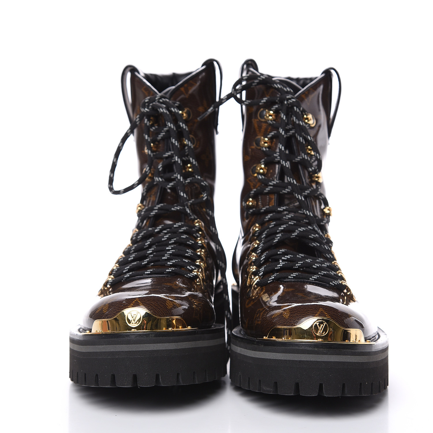 LOUIS VUITTON Monogram Glaze Mens Outland Ankle Boots 8.5 Black 487359