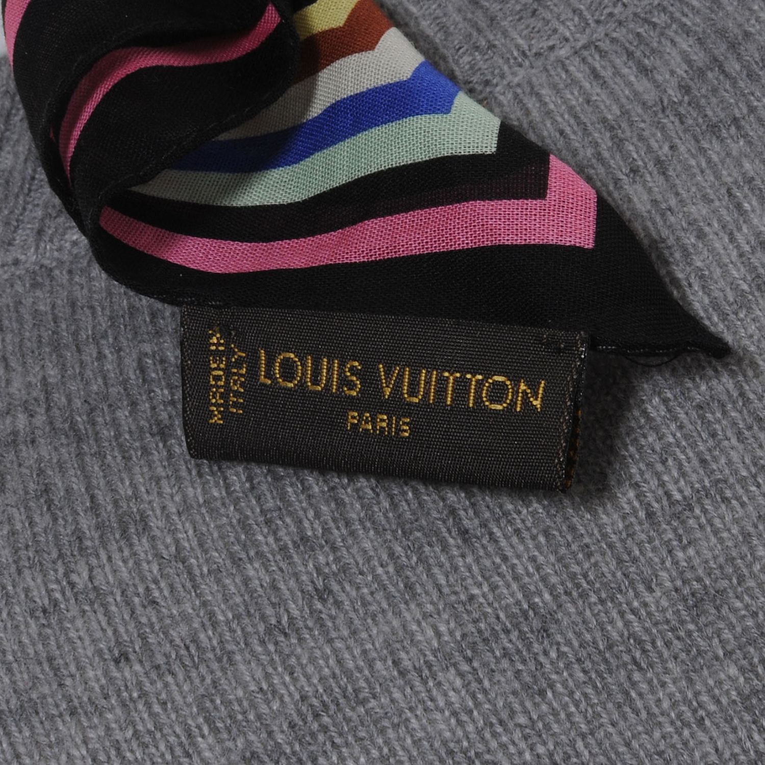 LOUIS VUITTON Cotton Monogram Multicolor Square Bandana Scarf Black 46107