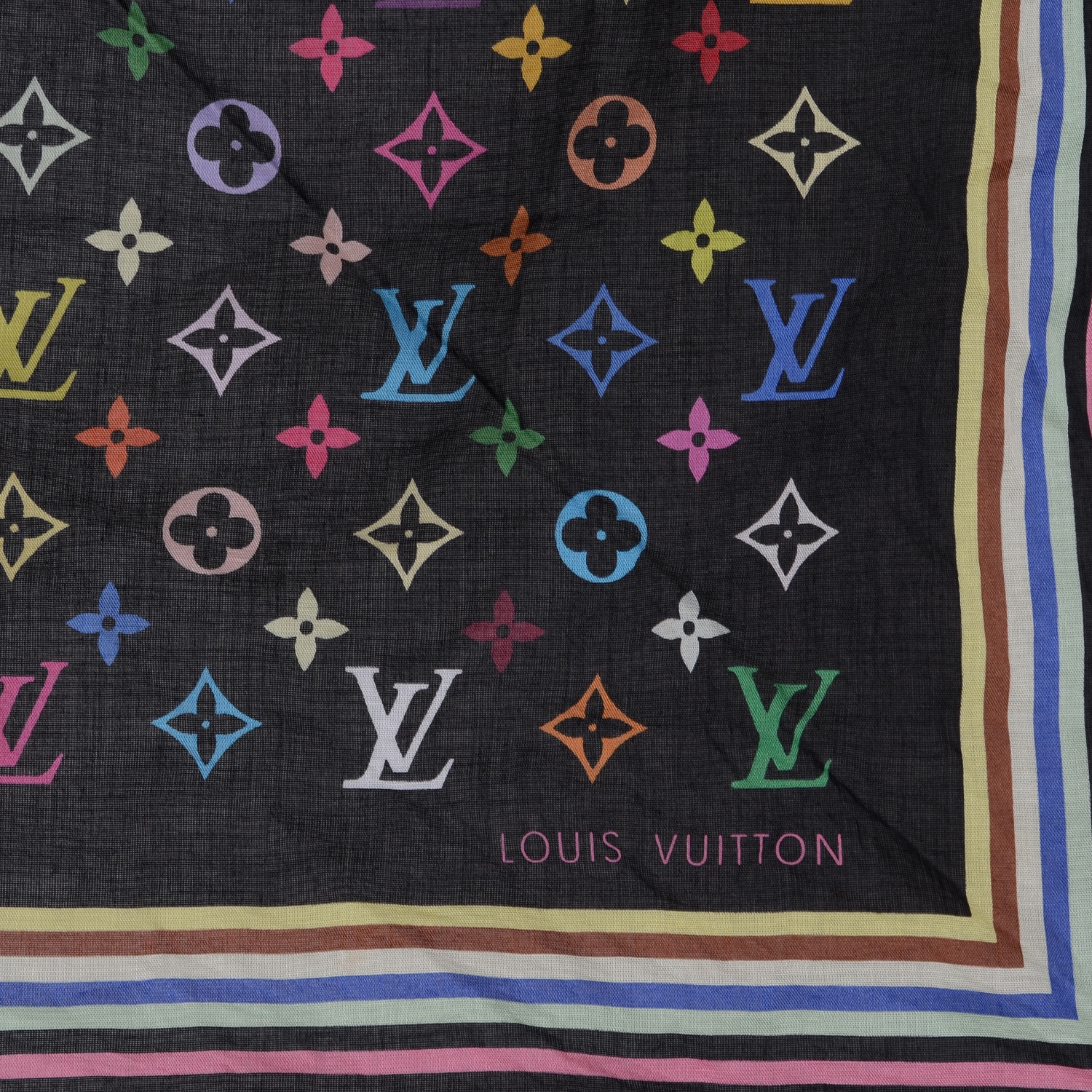 Onwijs LOUIS VUITTON Cotton Monogram Multicolor Square Bandana Scarf HR-53