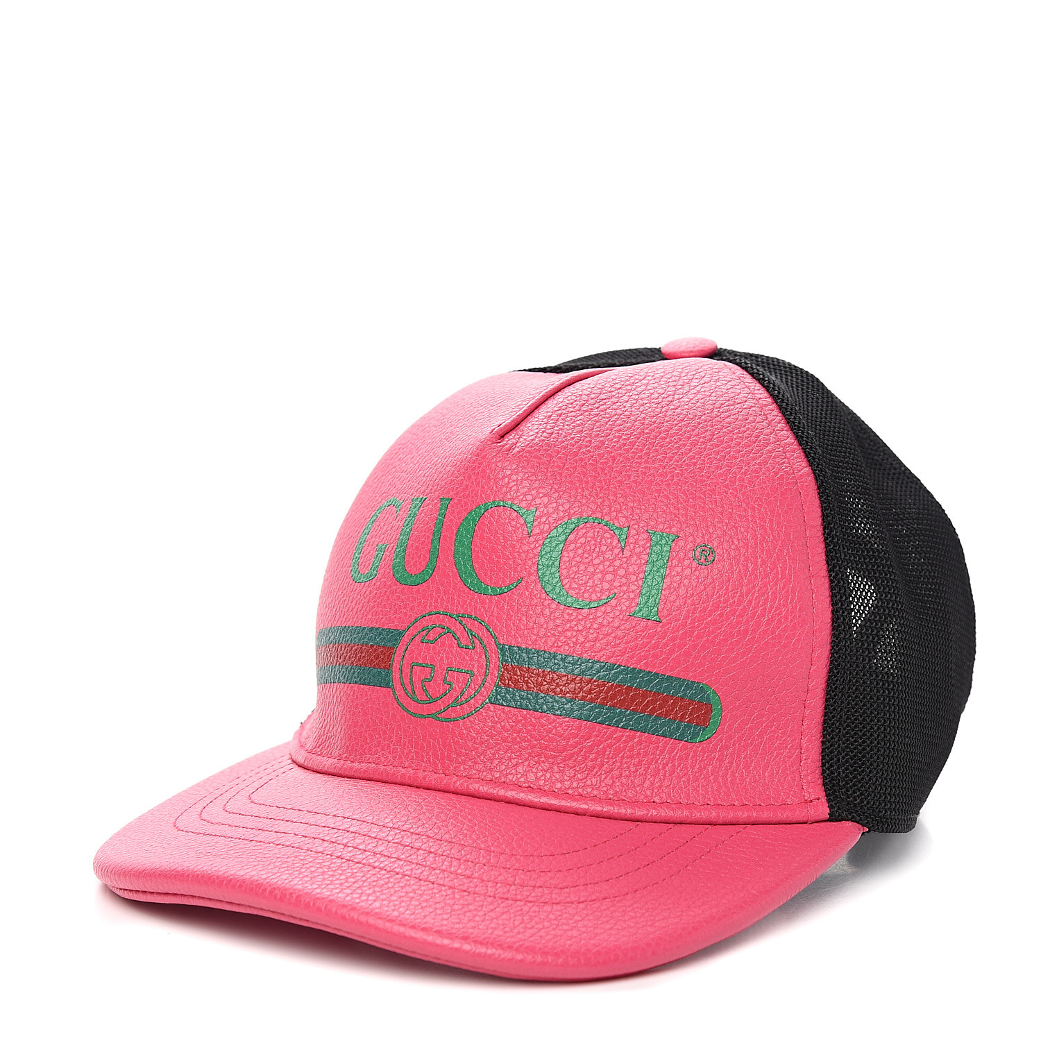 gucci print leather baseball hat