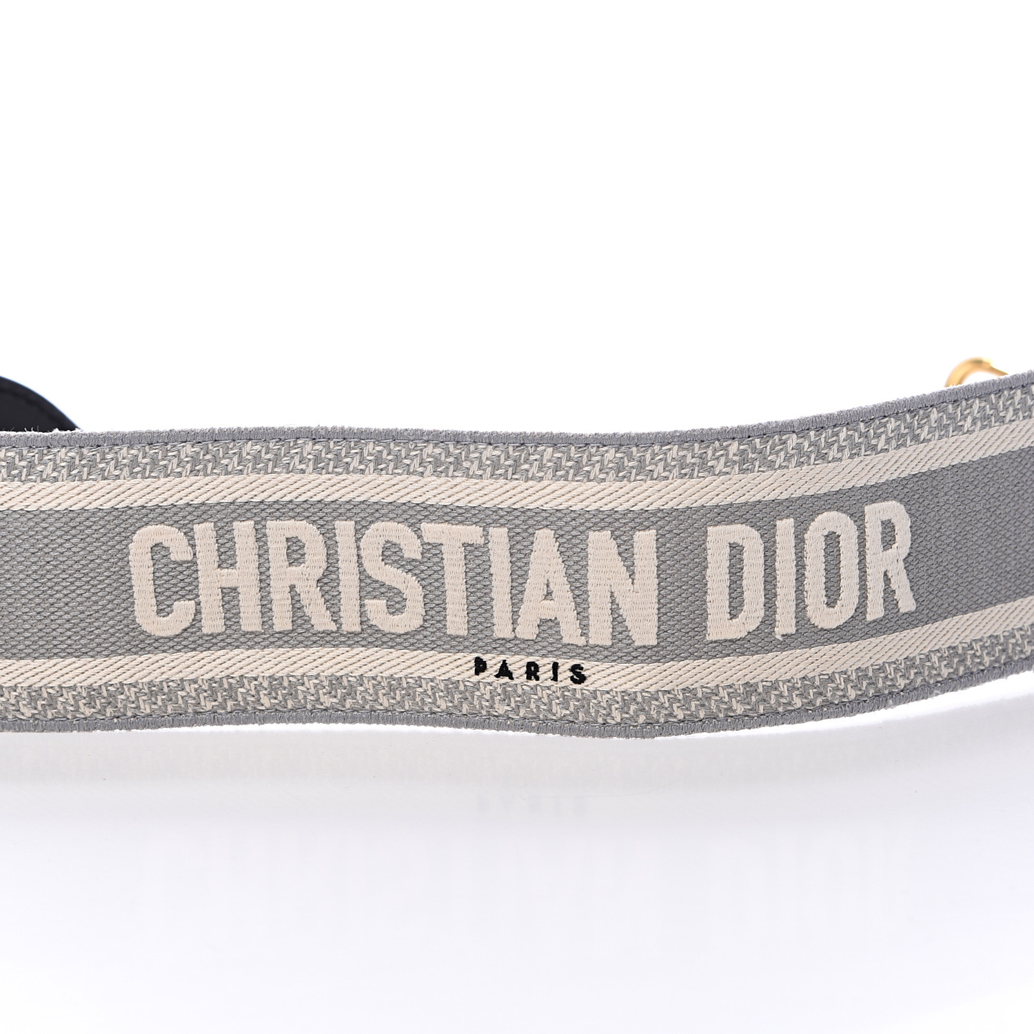 CHRISTIAN DIOR Embroidered Canvas Shoulder Strap Grey 553093