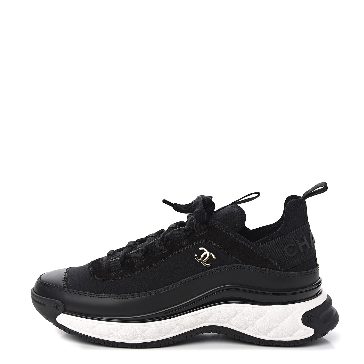 chanel black tennis shoes