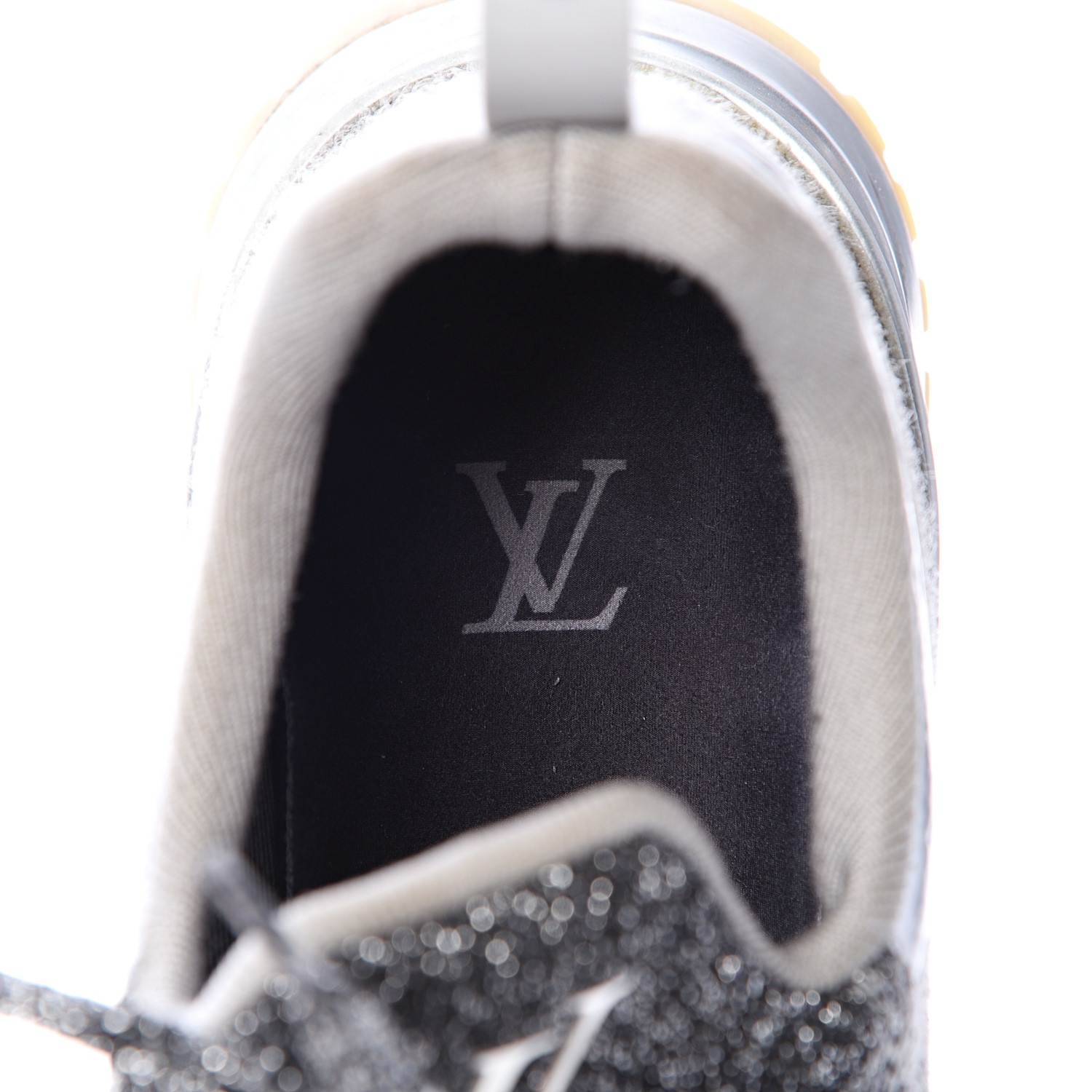 LOUIS VUITTON Knit Mens Fastlane Sneakers 8 Silver 552790