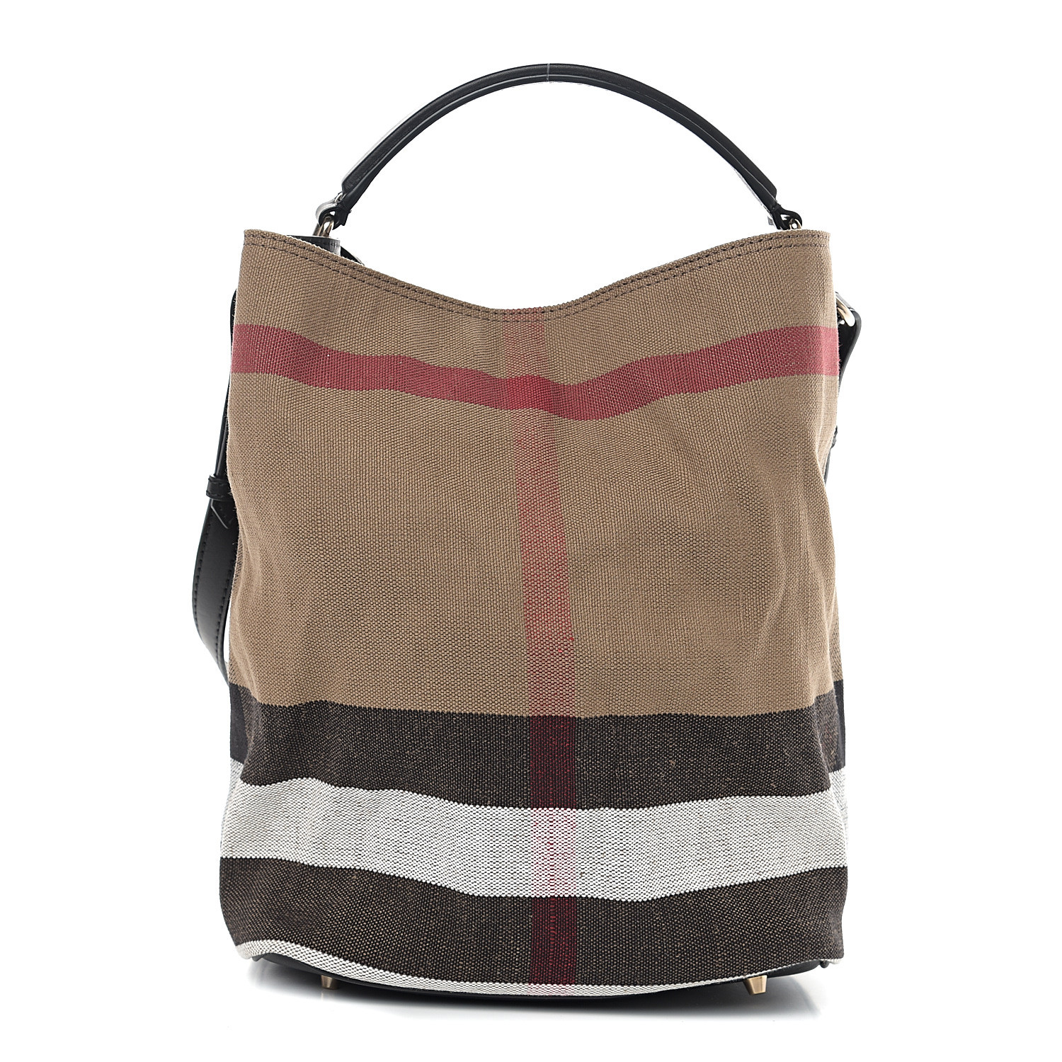 BURBERRY Canvas Check Medium Ashby Hobo Black 552393