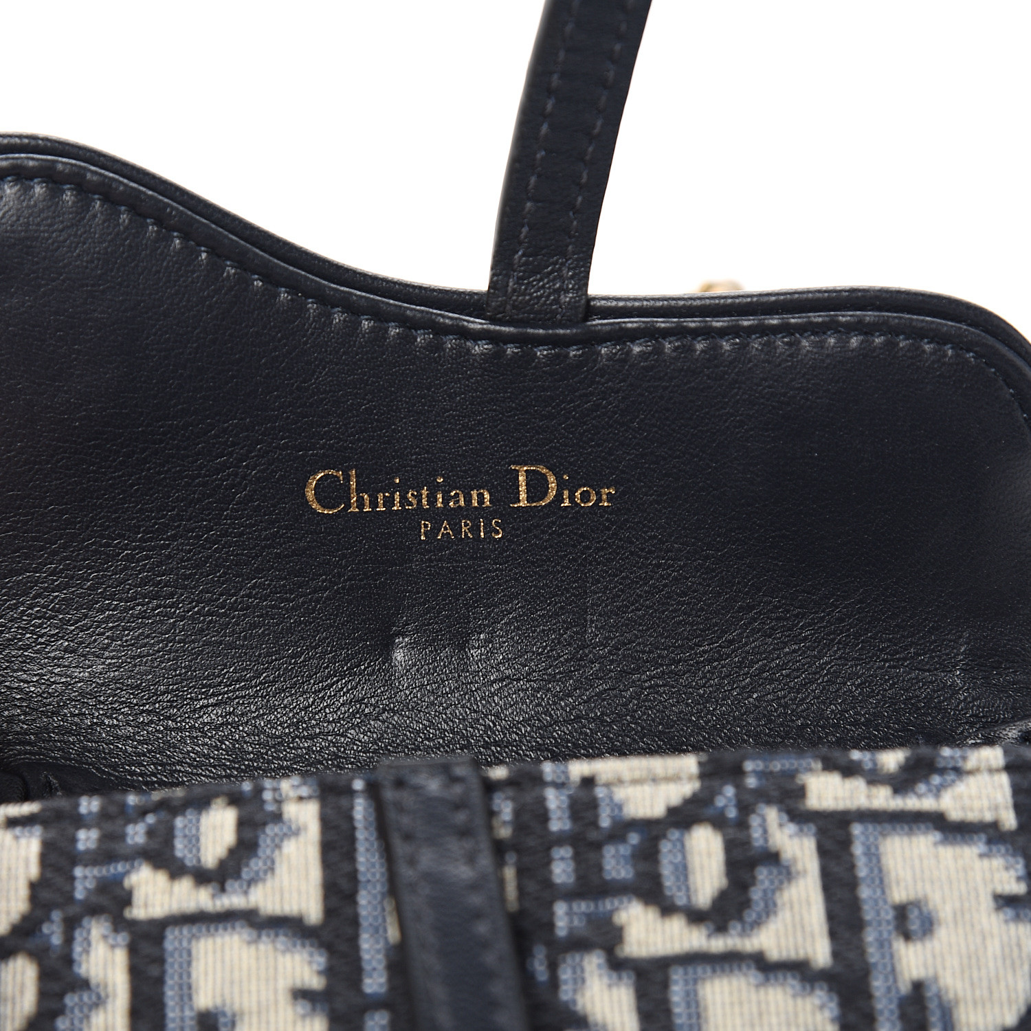 CHRISTIAN DIOR Oblique Nano Saddle Chain Pouch Blue 553784 | FASHIONPHILE