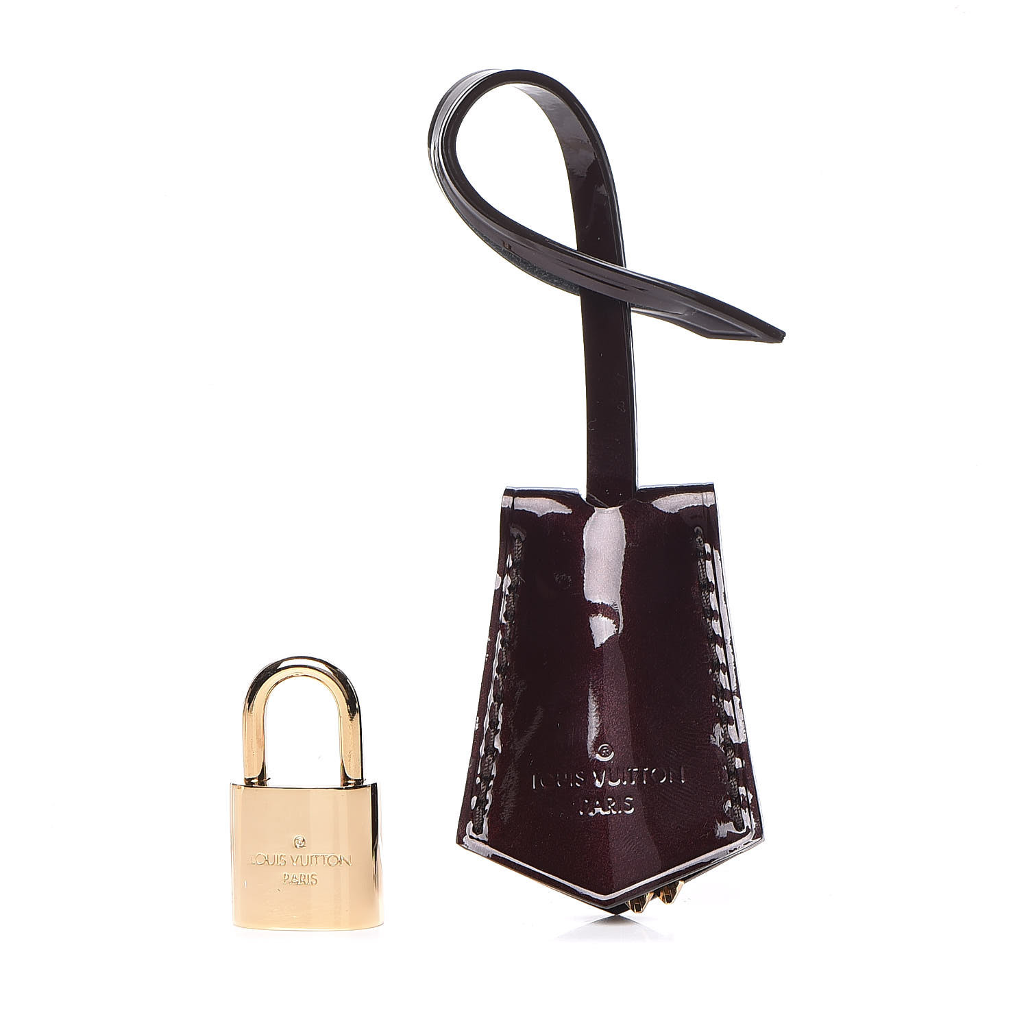 LOUIS VUITTON Vernis Clochette Key Bell Holder and Lock Set Amarante 438449