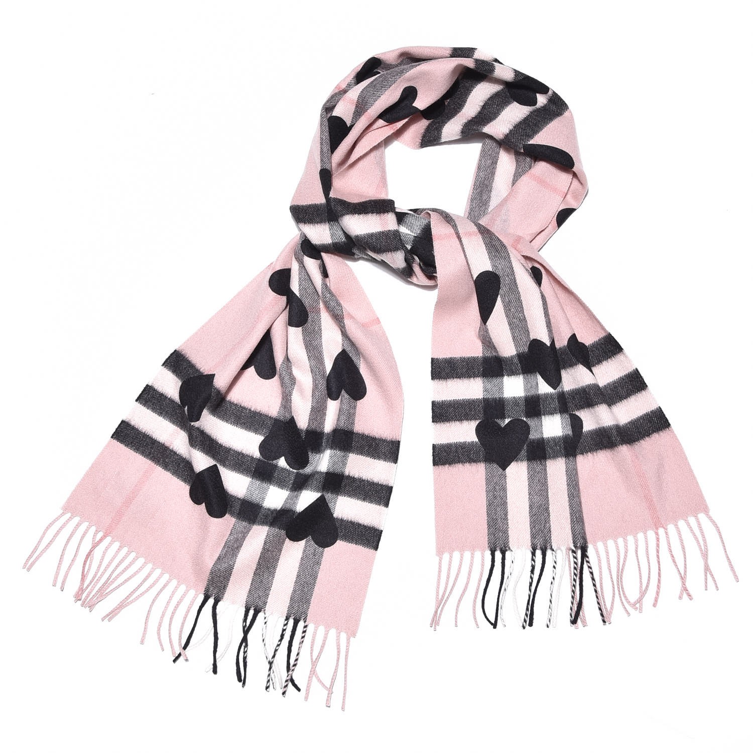 Giant Heart Fringe Scarf Pink 319573