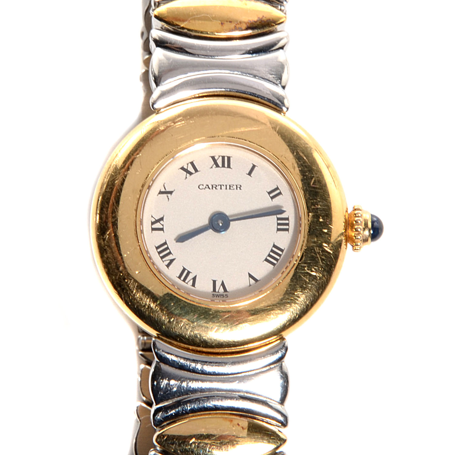 CARTIER 18K Yellow Gold Stainless Steel Ladies Baignoire Watch 78833