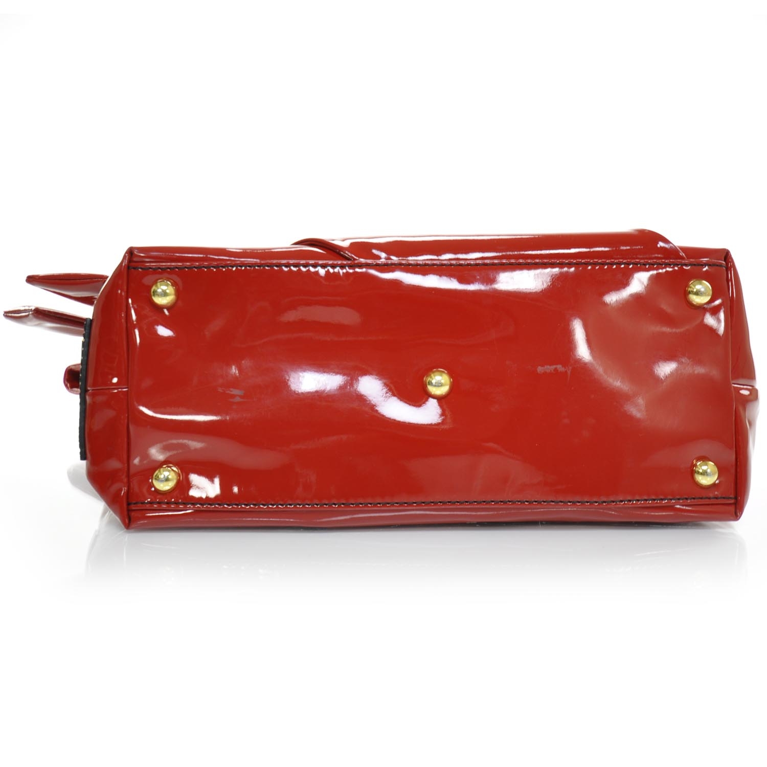 VALENTINO Patent Leather Bow Tote Red 23003