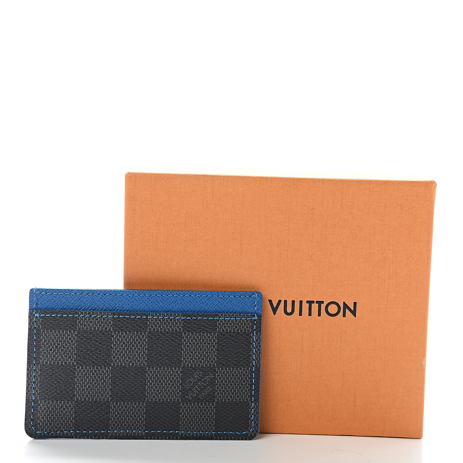LOUIS VUITTON Damier Graphite Card Holder Blue 478771