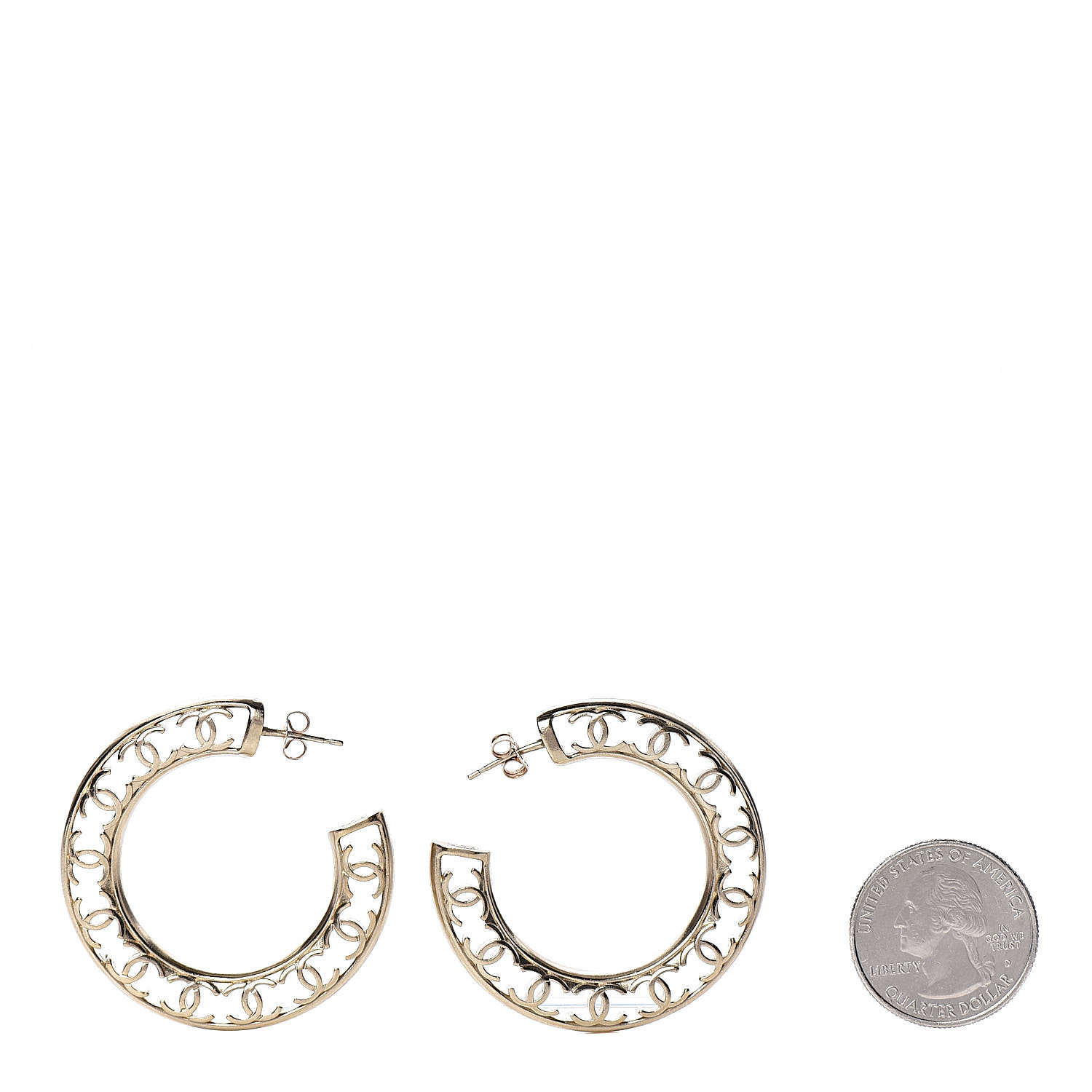 CHANEL CC Hoop Earrings Gold 475679