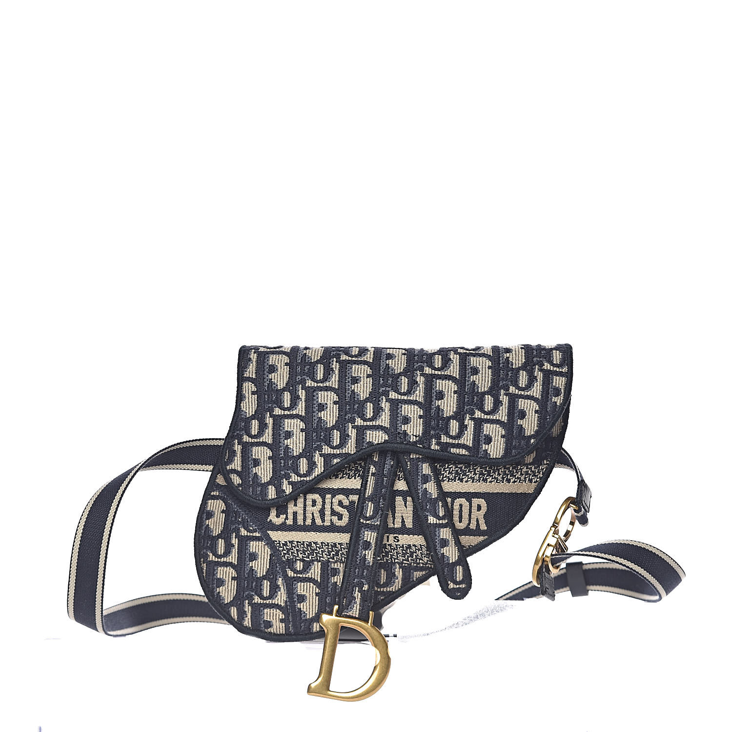 Dior★Dior Oblique Canvas Saddle Belt Bag Blue Christian Dior Saddle Rectangular Belt Bag Oblique Canvas