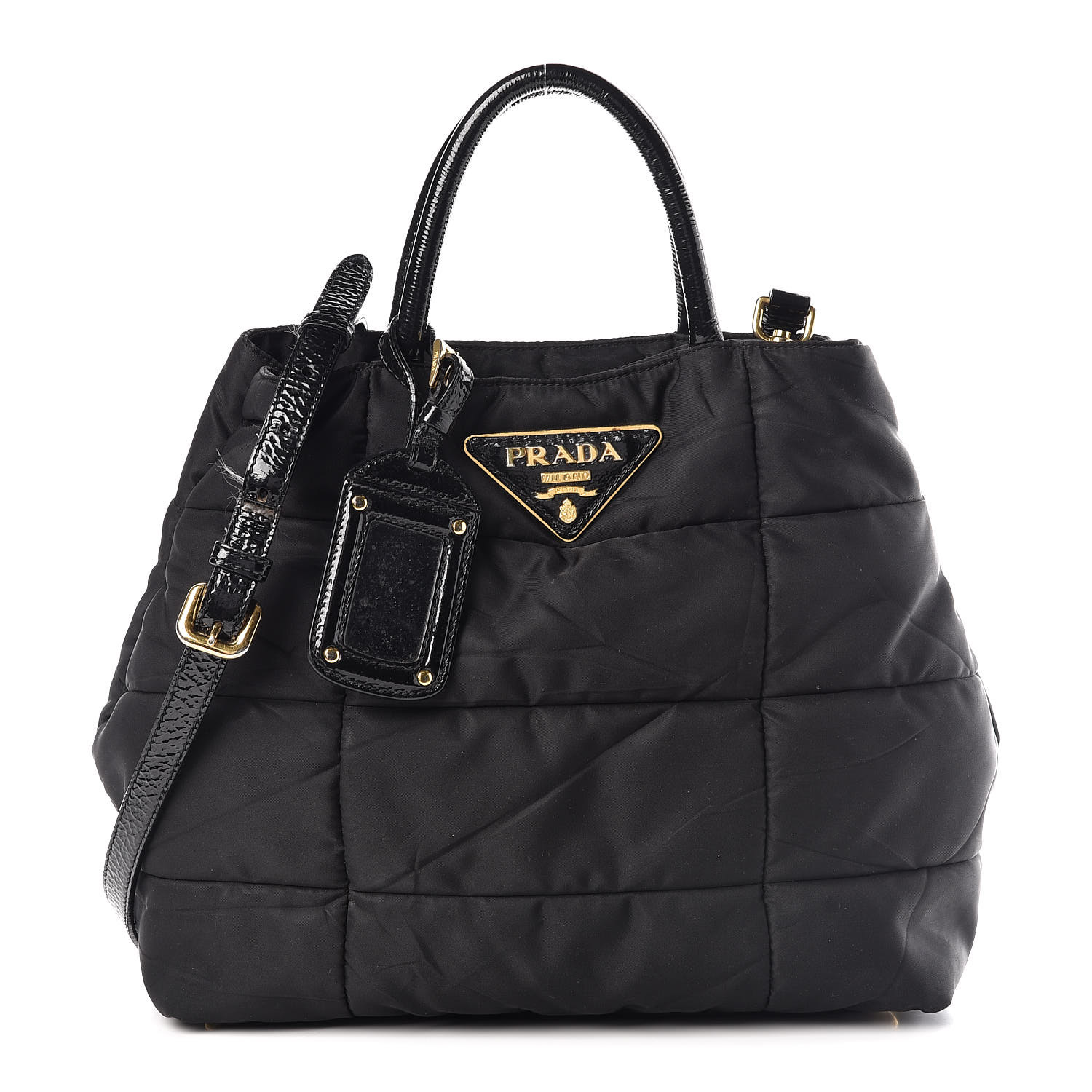 nylon quilted tote handbag
