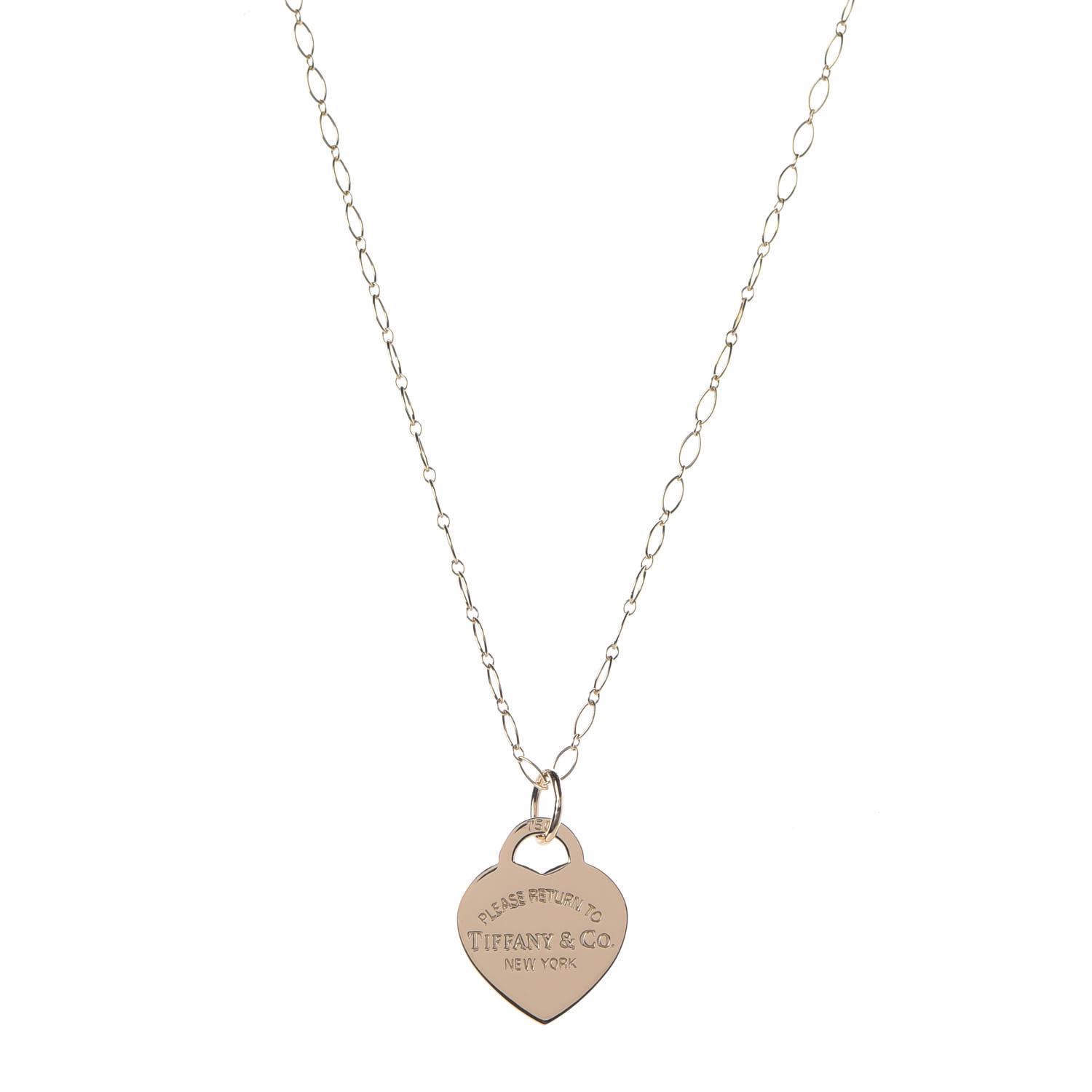TIFFANY 18K Yellow Gold Return to Tiffany Heart Tag Pendant Necklace ...