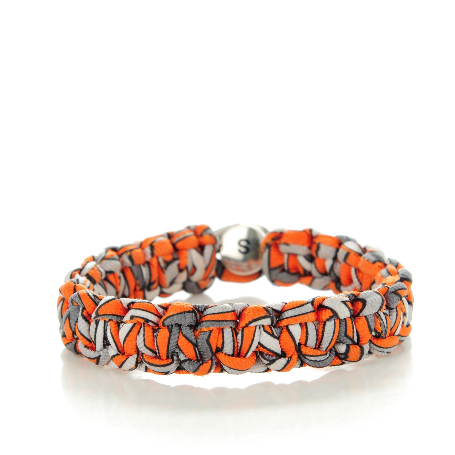 HERMES Silk Twill Kid Bracelet S Orange 