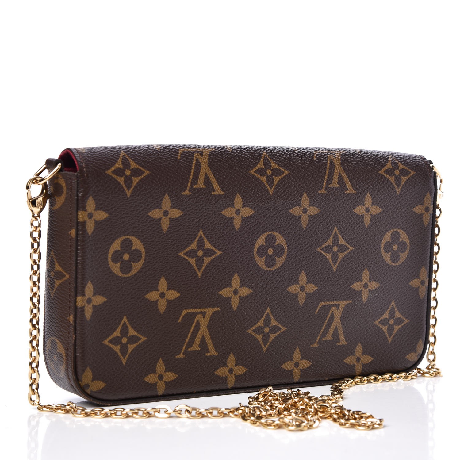 LOUIS VUITTON Monogram Pochette Felicie Chain Wallet Fuchsia 300963