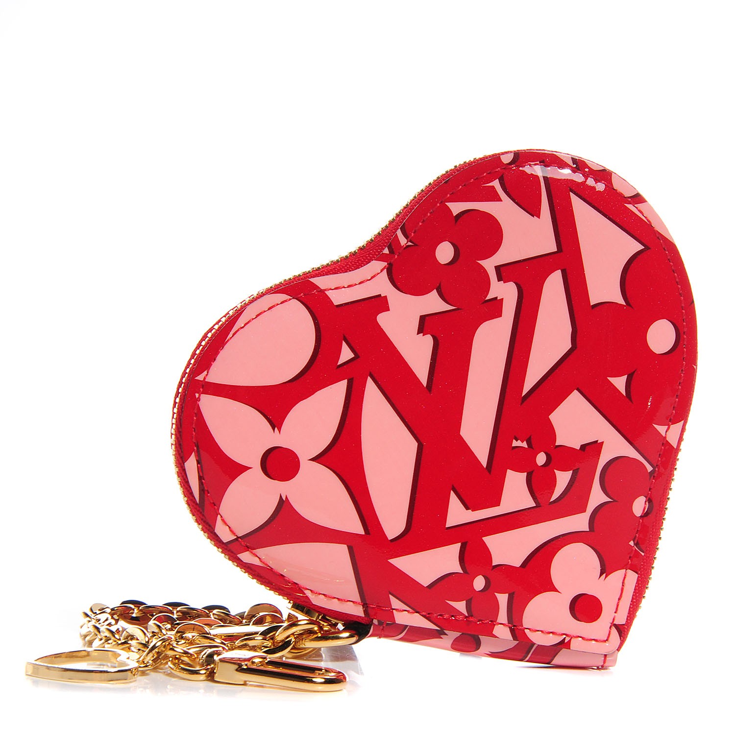 Authentic Louis Vuitton Sweet Monogram In My Heart Hoop Earrings Gold/Pink  Used