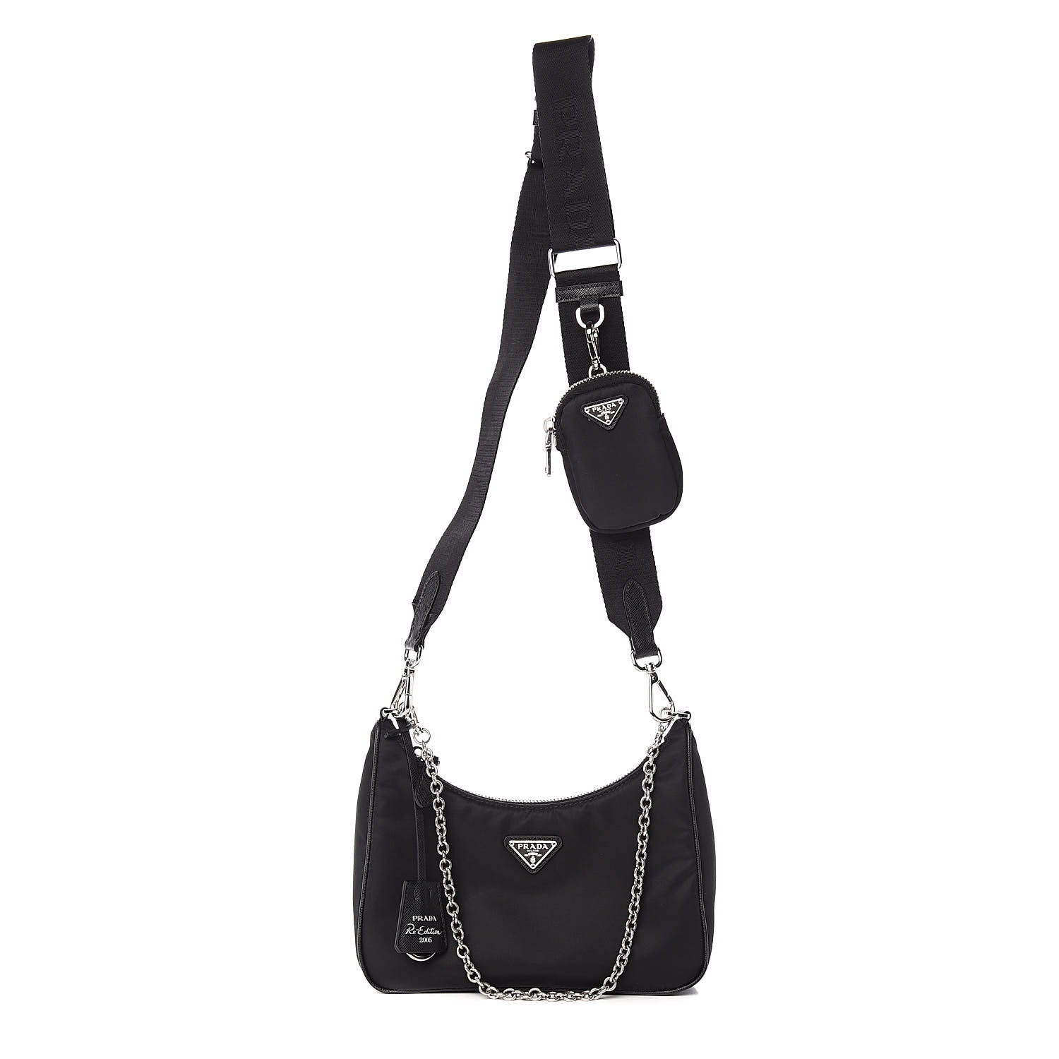 PRADA Nylon Re-Edition 2005 Shoulder Bag Black 512716