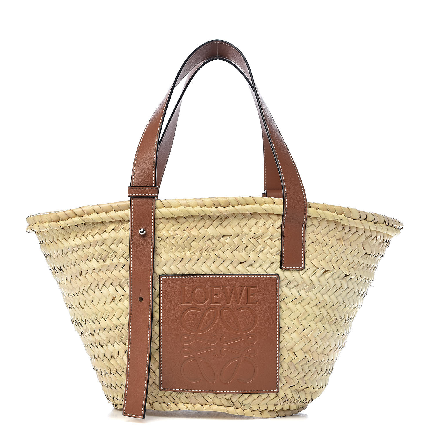 LOEWE Raffia Basket Tote Bag Natural Tan 512248 | FASHIONPHILE