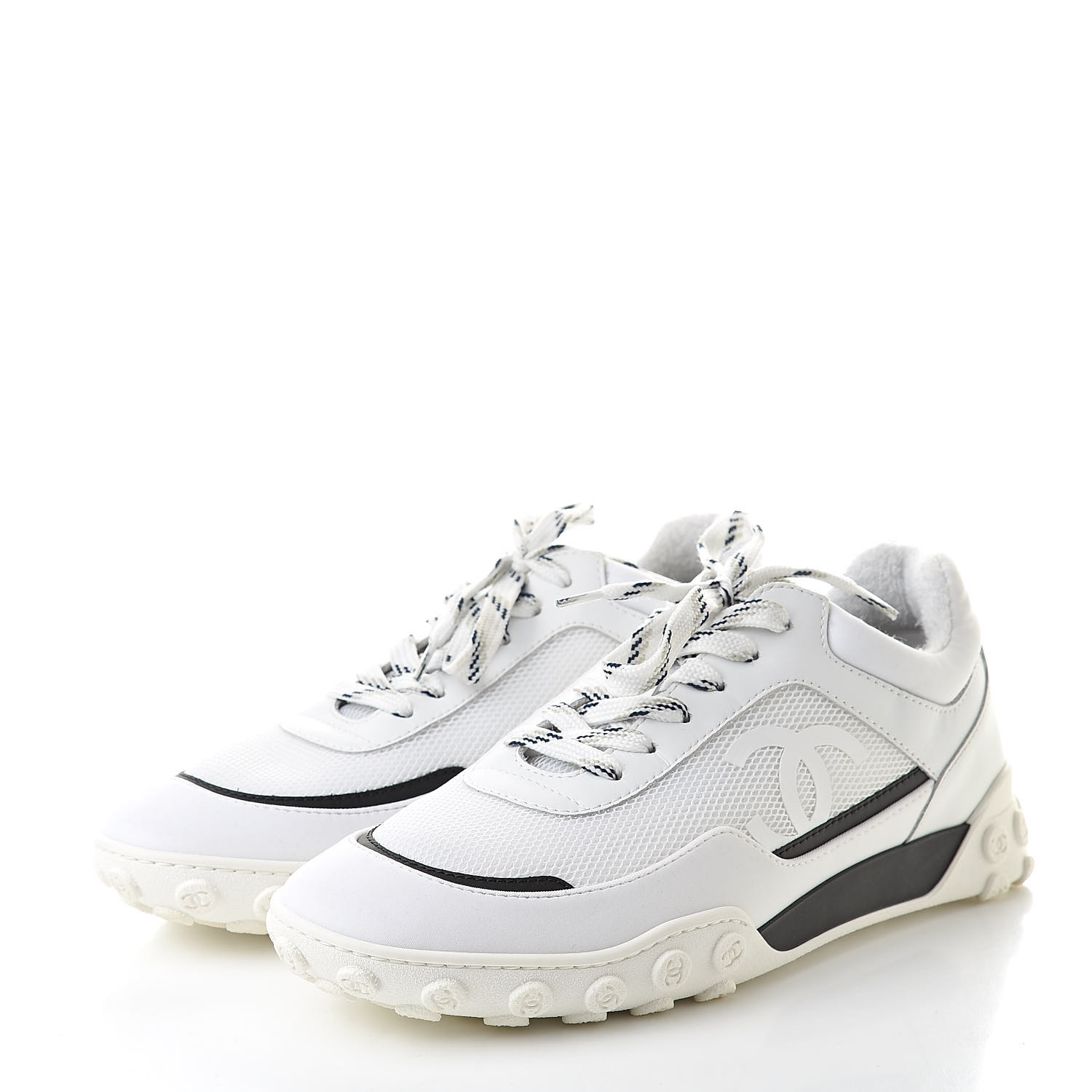 chanel calfskin womens logo sneakers