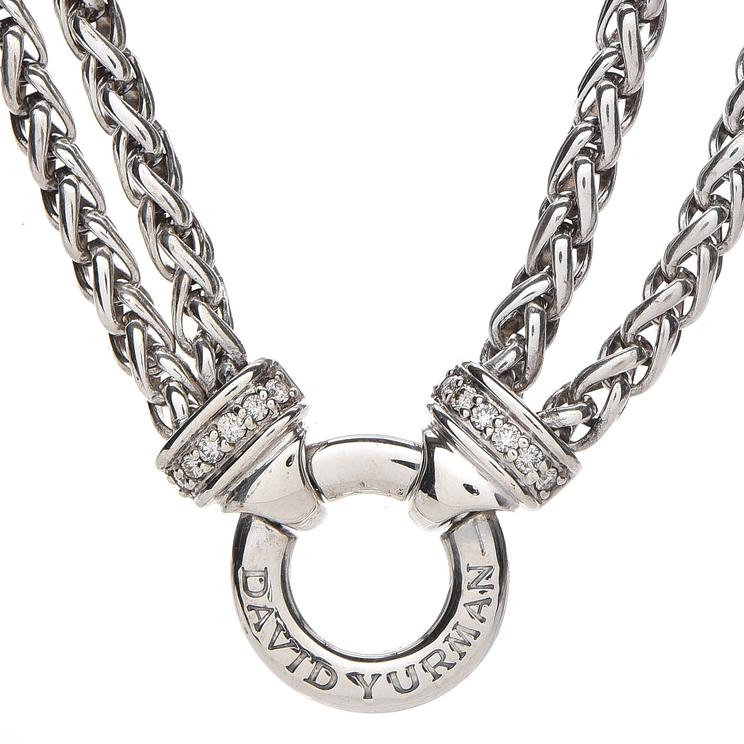 DAVID YURMAN Sterling Silver Diamond 8mm Double Wheat Chain Necklace 227592