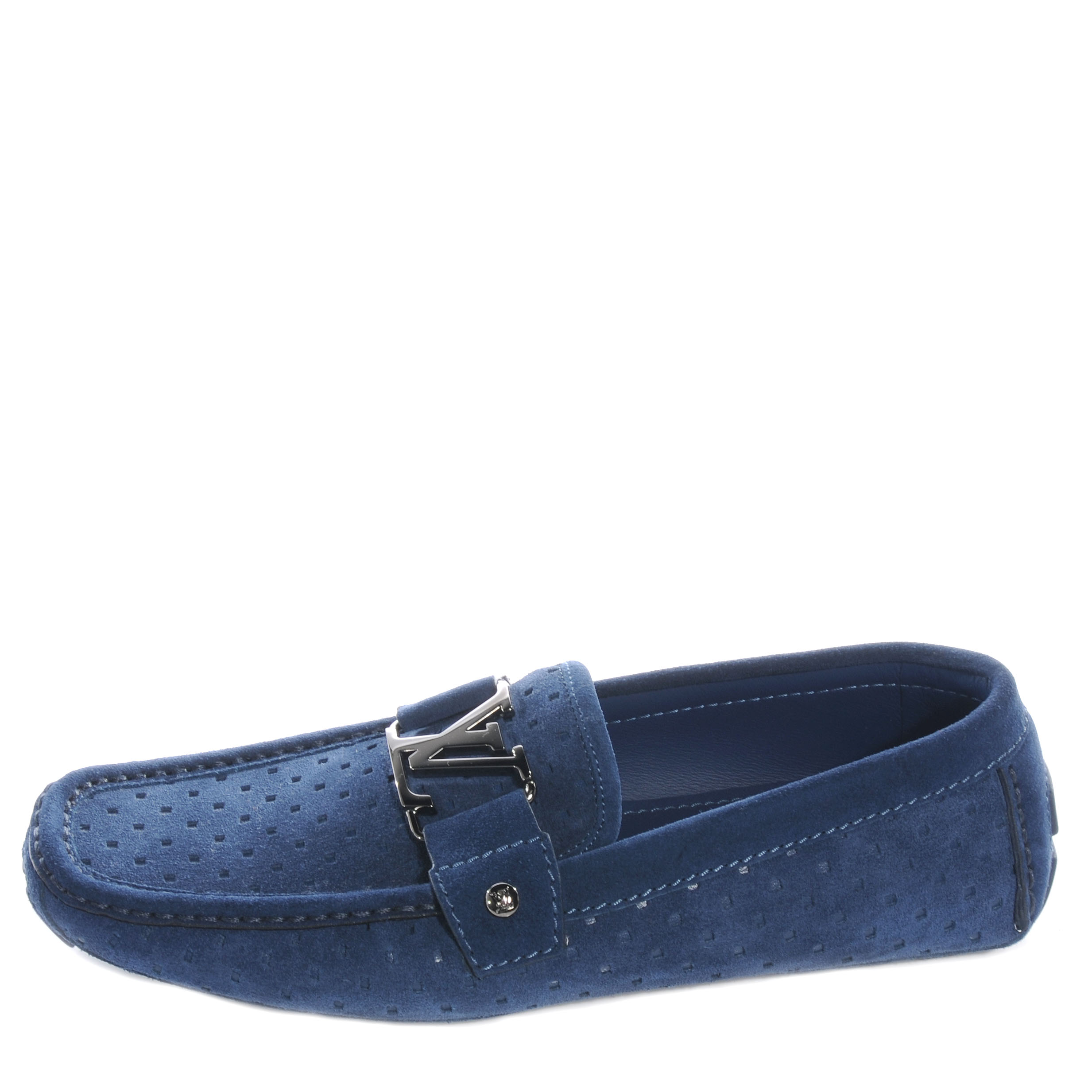 louis vuitton blue suede loafers