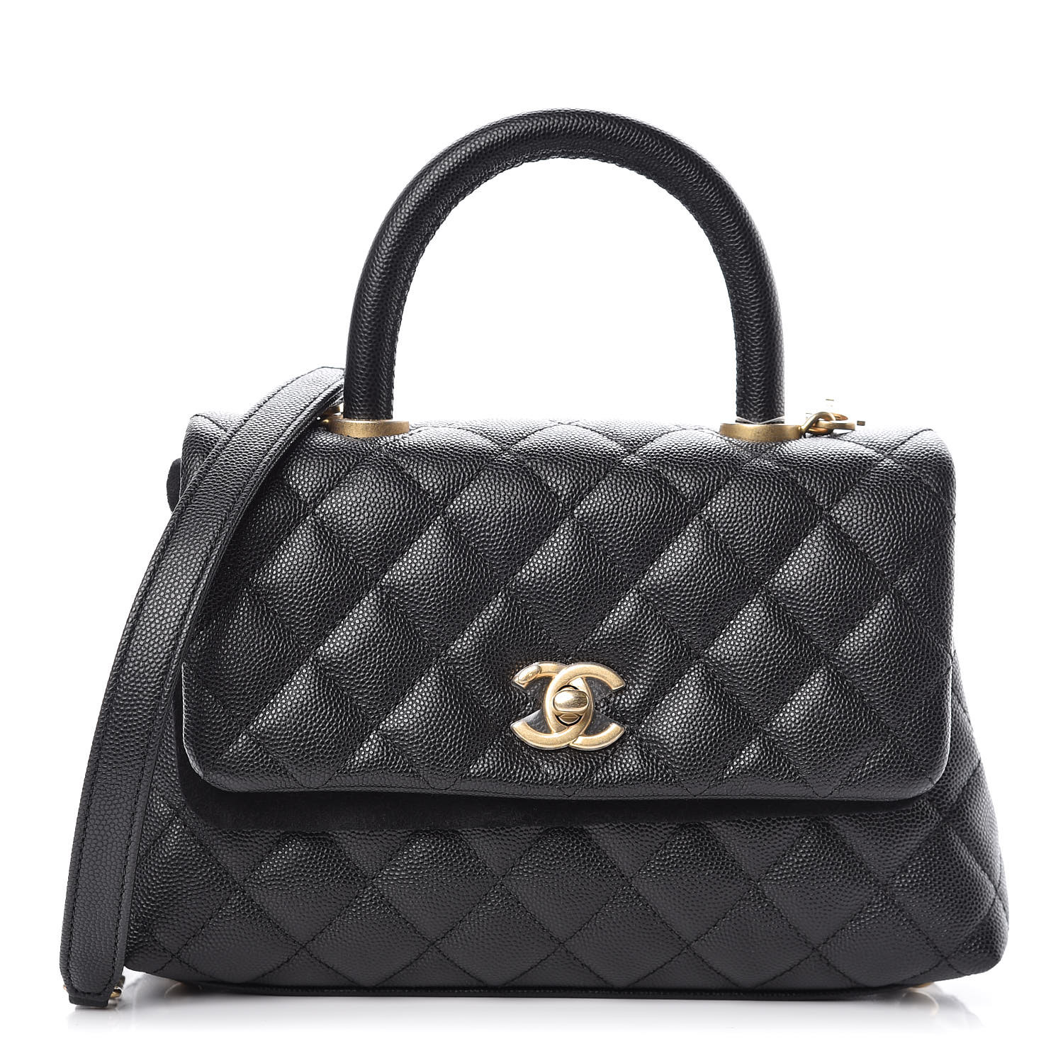 caviar quilted extra mini coco handle flap black