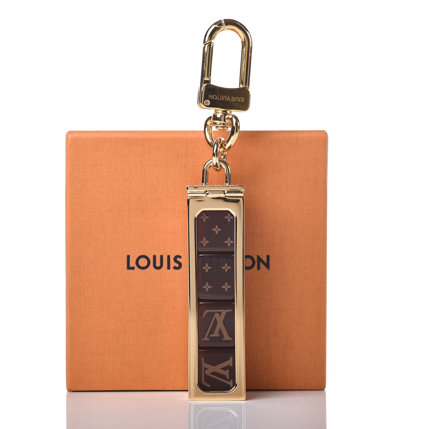 LOUIS VUITTON X Supreme Dice Key Chain Bag Charm Brown 321894
