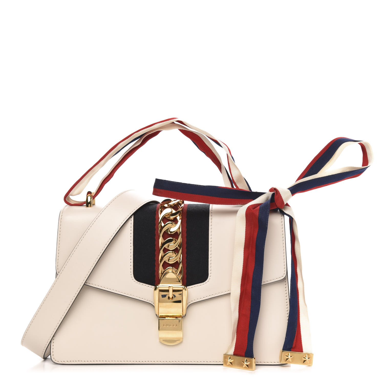 GUCCI Calfskin Small Sylvie Shoulder Bag Off White 681252 | FASHIONPHILE