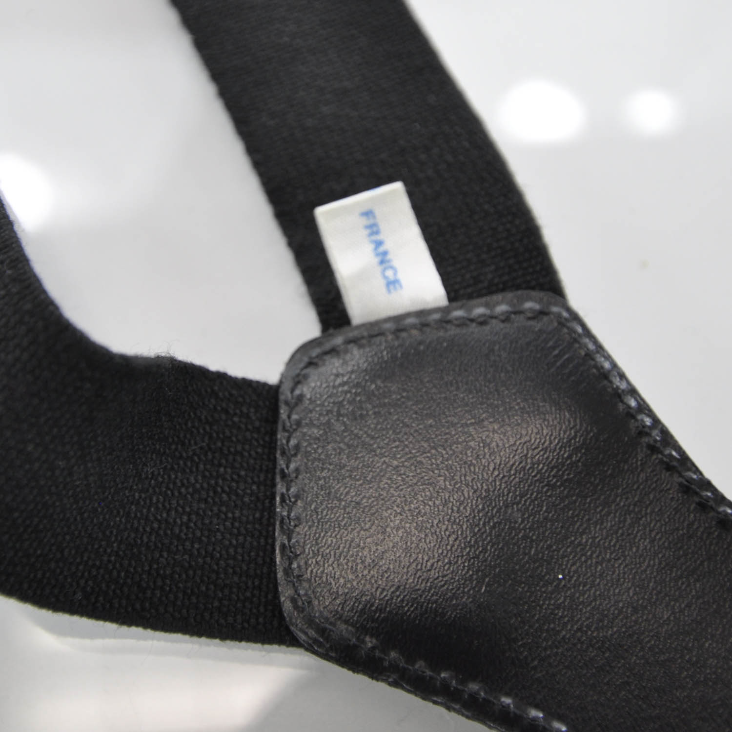 CHANEL Logo Suspenders Black White 32559