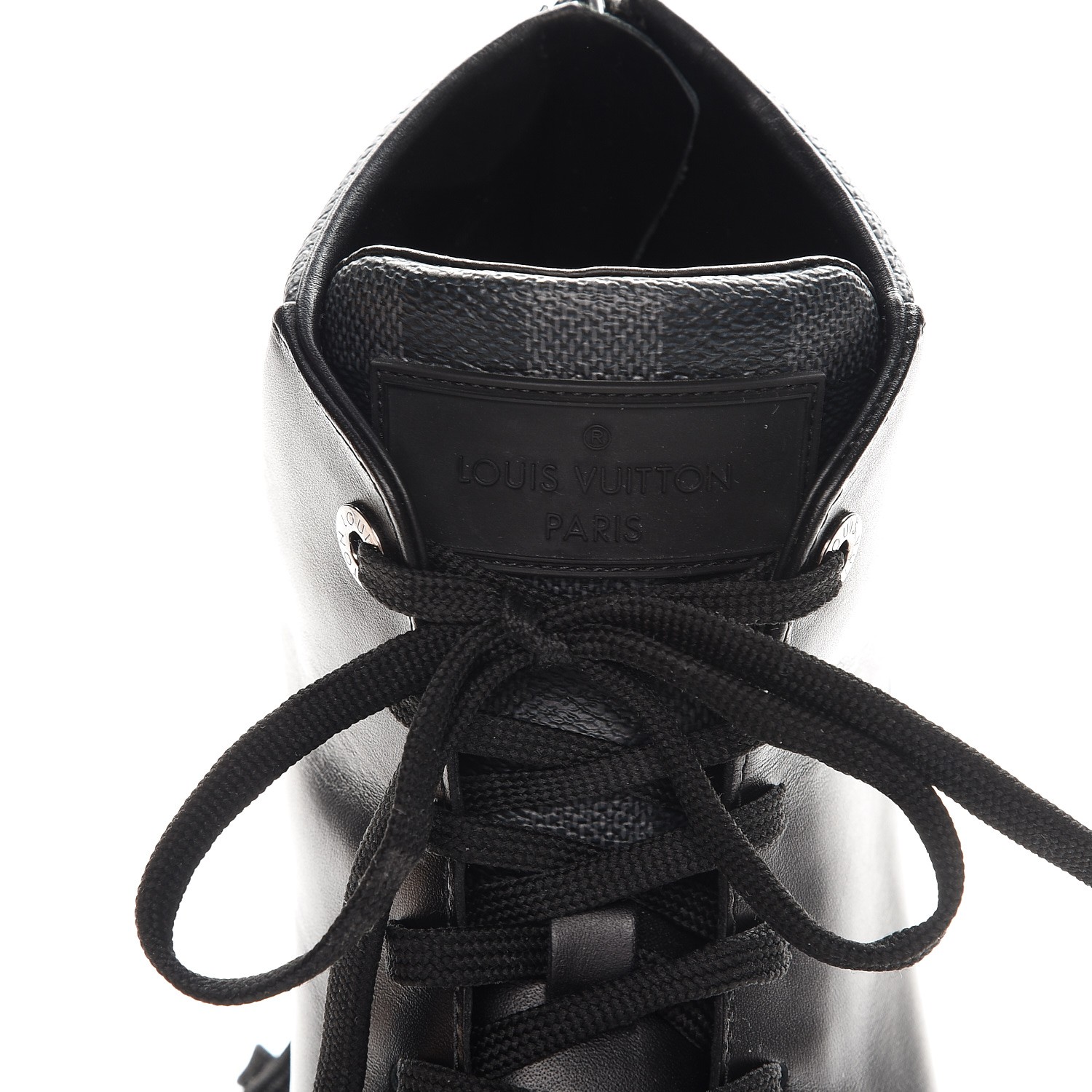 LOUIS VUITTON Mens Damier Graphite Calfskin Line Up Sneaker Boots 10 Black 221515