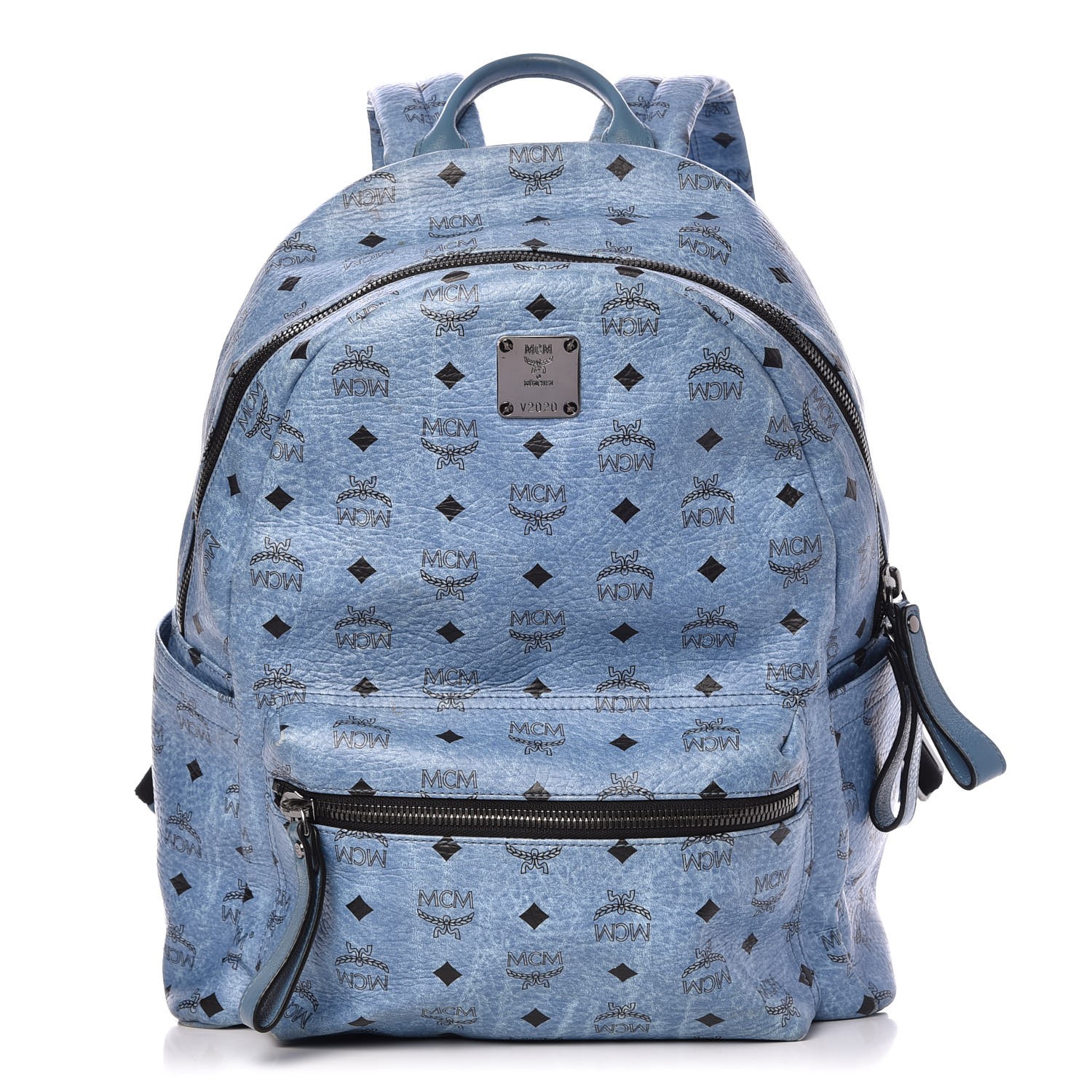 mcm light blue backpack