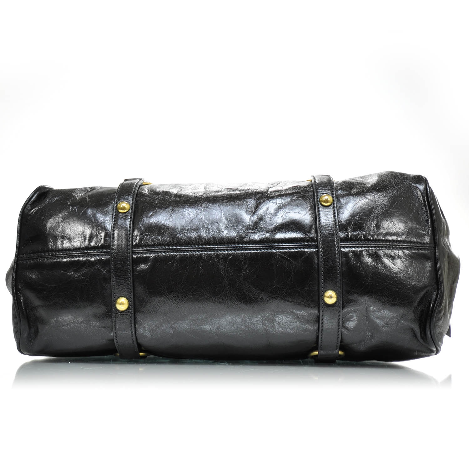 MIU MIU Leather Vitello Lux Bow Bag Black 27038