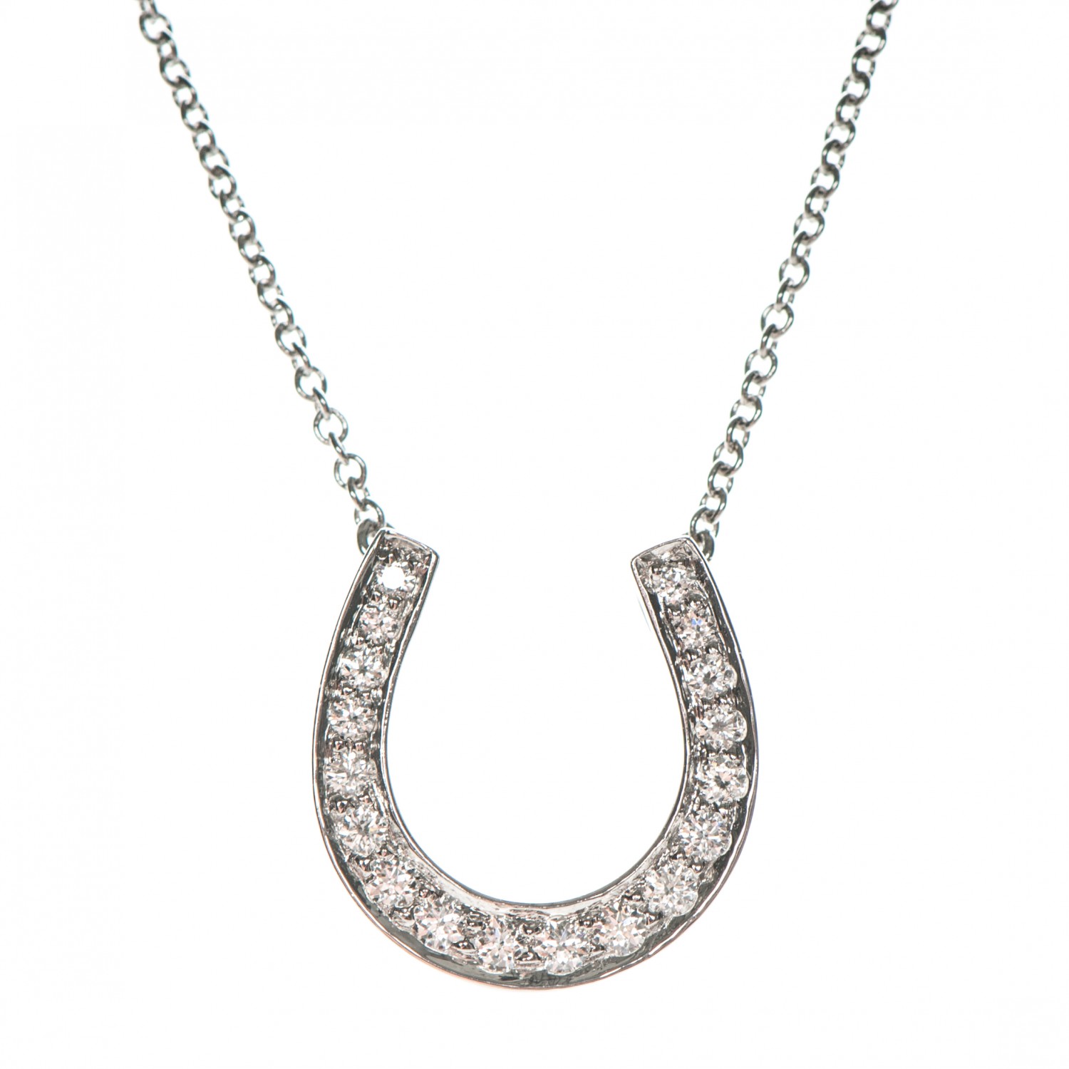 TIFFANY Platinum Diamond Horseshoe Pendant Necklace 183615