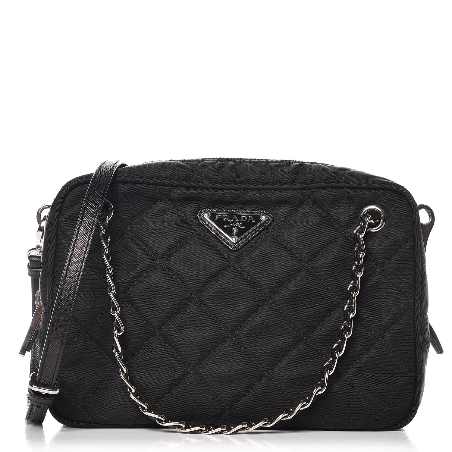 PRADA Nylon Tessuto Impuntu Quilted Crossbody Bag Nero Black 267040