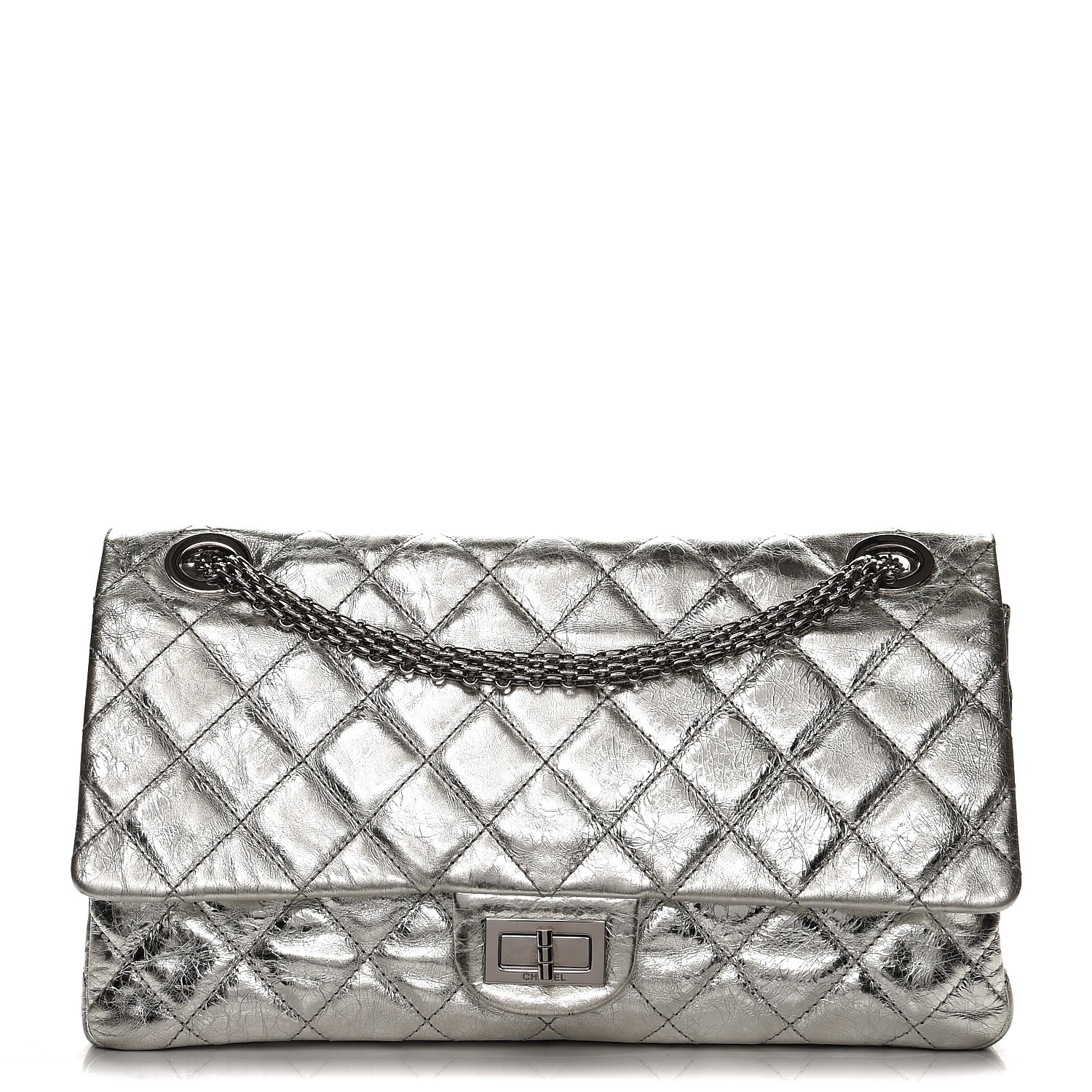 CHANEL Metallic Aged Calfskin Quilted 2.55 Reissue 228 Flap Silver 223655