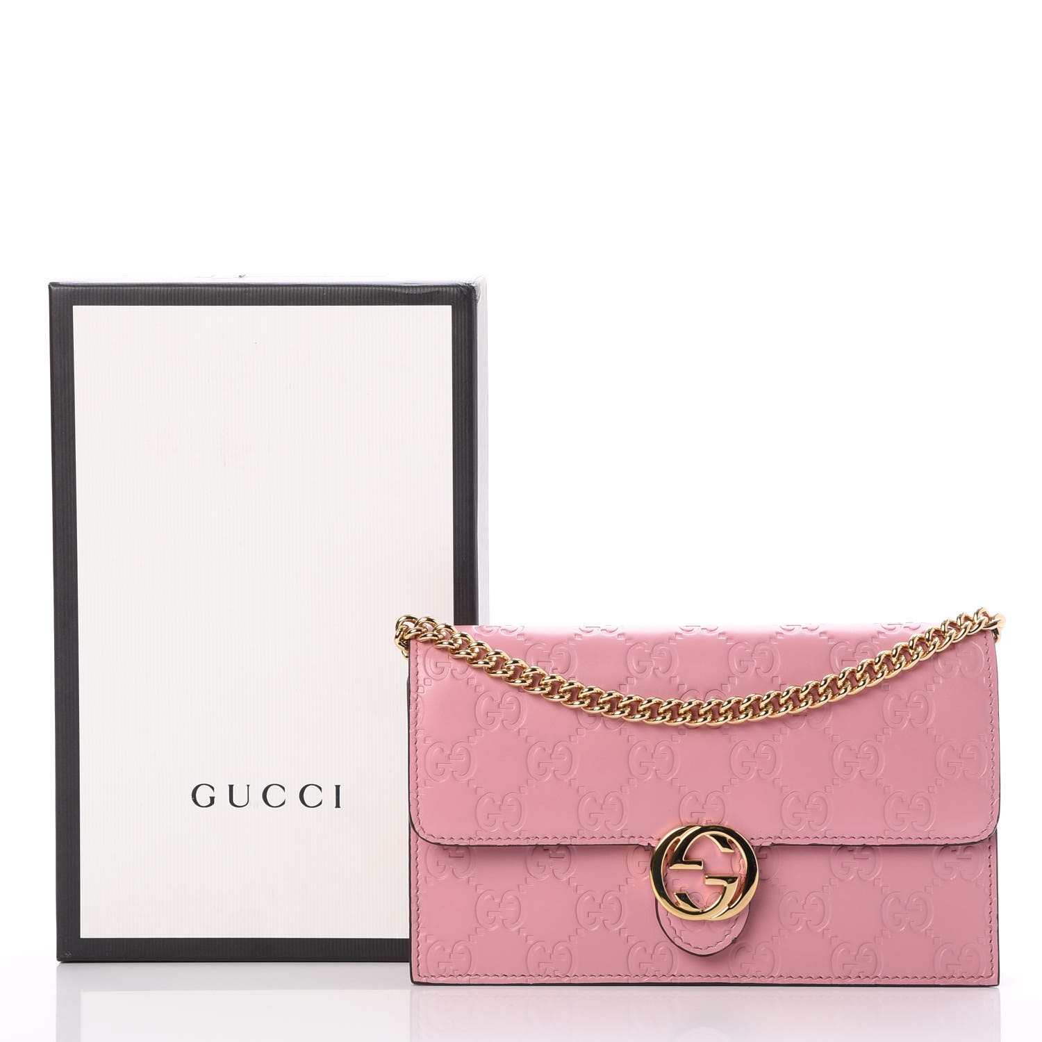 GUCCI Guccissima Icon Chain Wallet Pink 267271