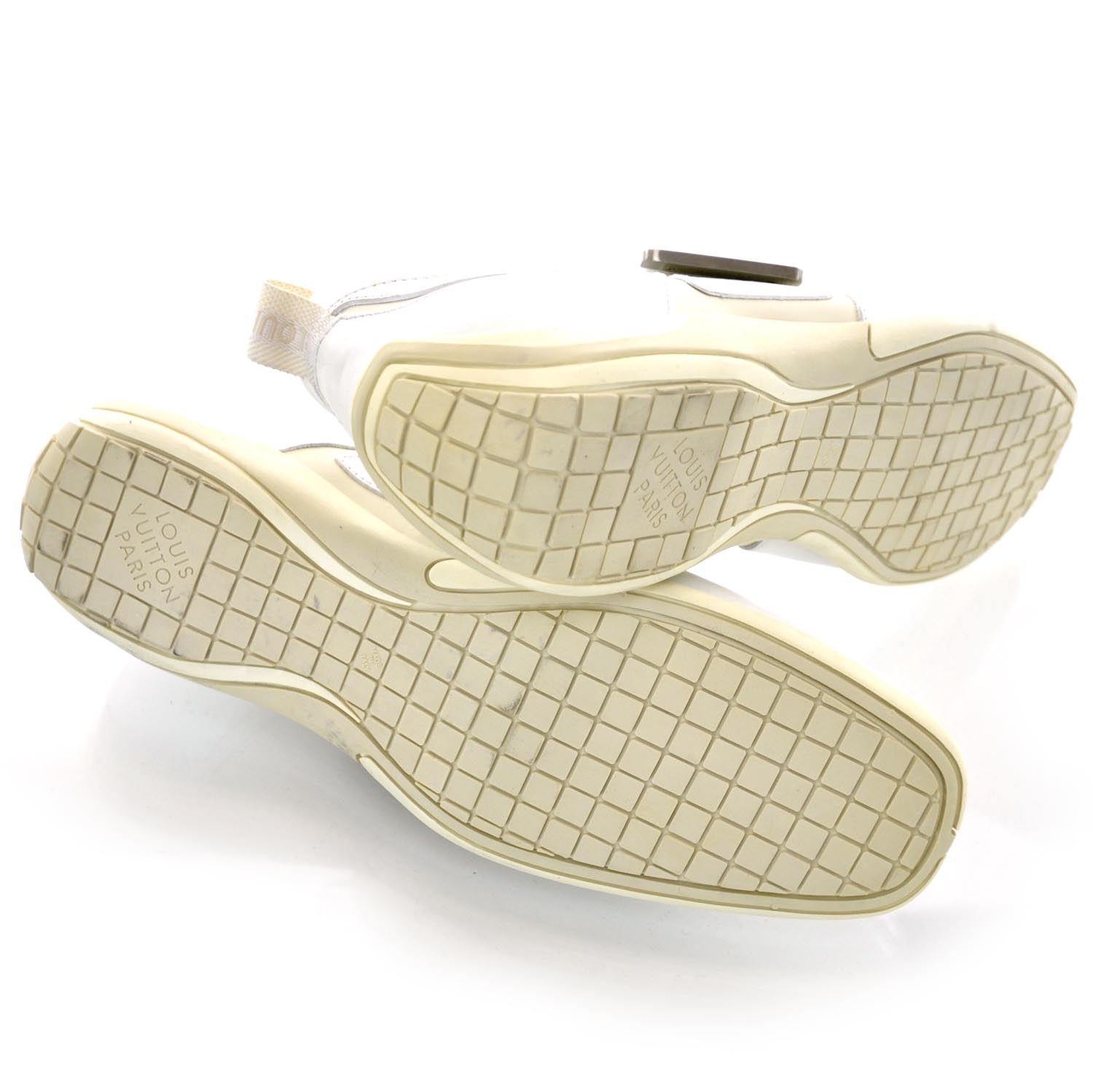 LOUIS VUITTON Leather Velcro Sneakers White 31563 | FASHIONPHILE