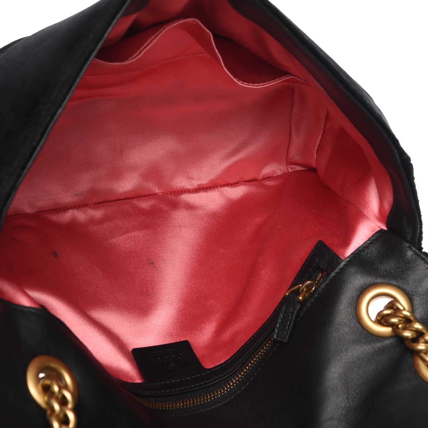GUCCI Velvet Matelasse Medium GG Marmont Shoulder Bag Black 208970