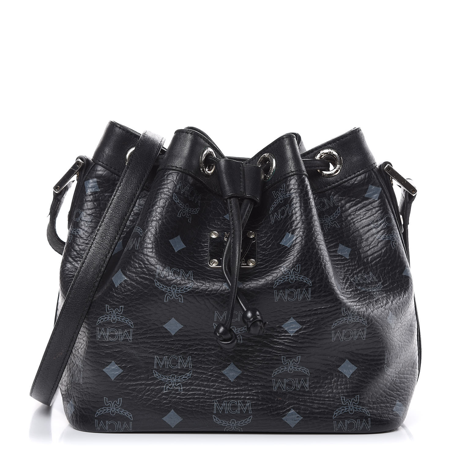 MCM Visetos Essential Drawstring Bucket Bag Black 440744