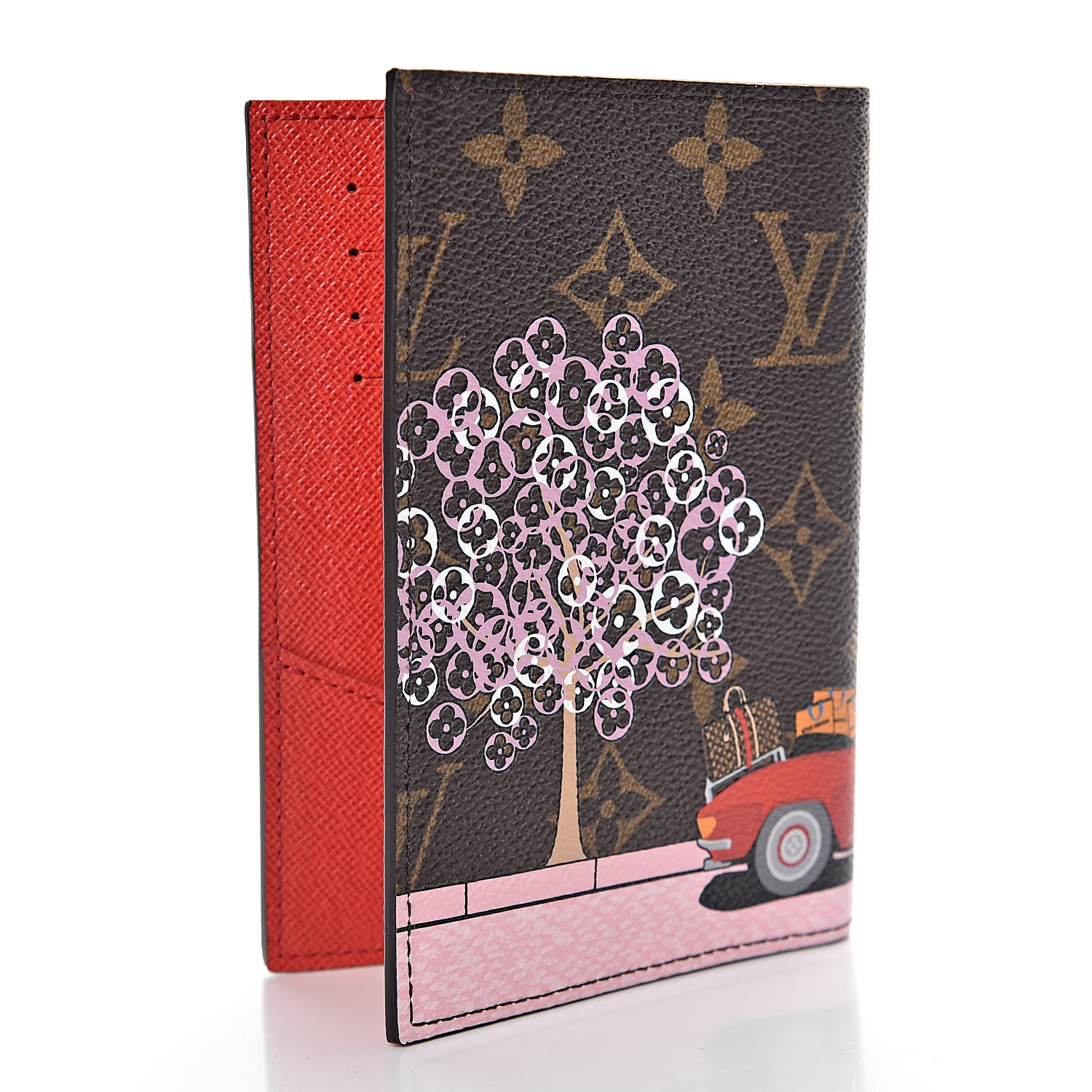 LOUIS VUITTON Monogram Vivienne Xmas Paris Passport Cover Rouge 451423