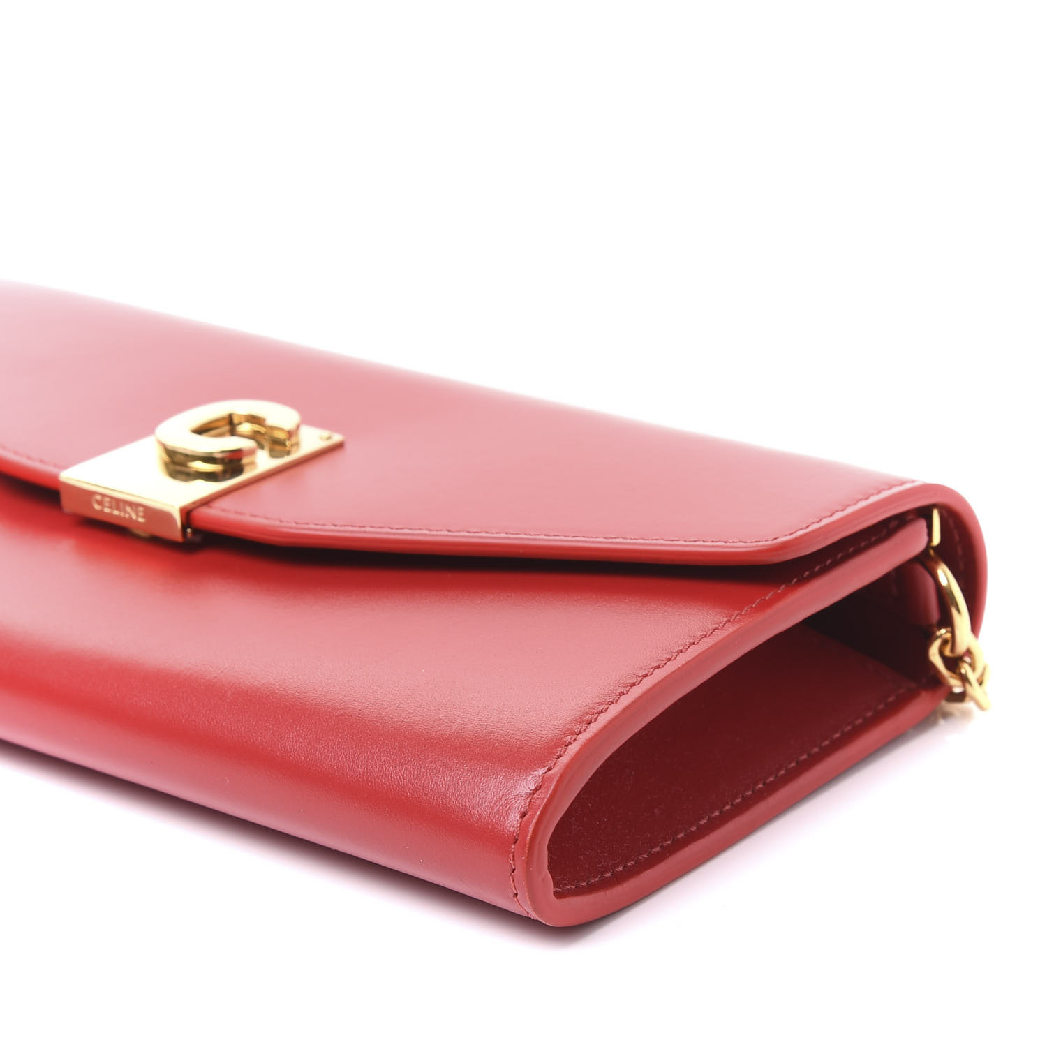 CELINE Shiny Smooth Calfskin C Wallet On Chain Bag Red 577087 ...