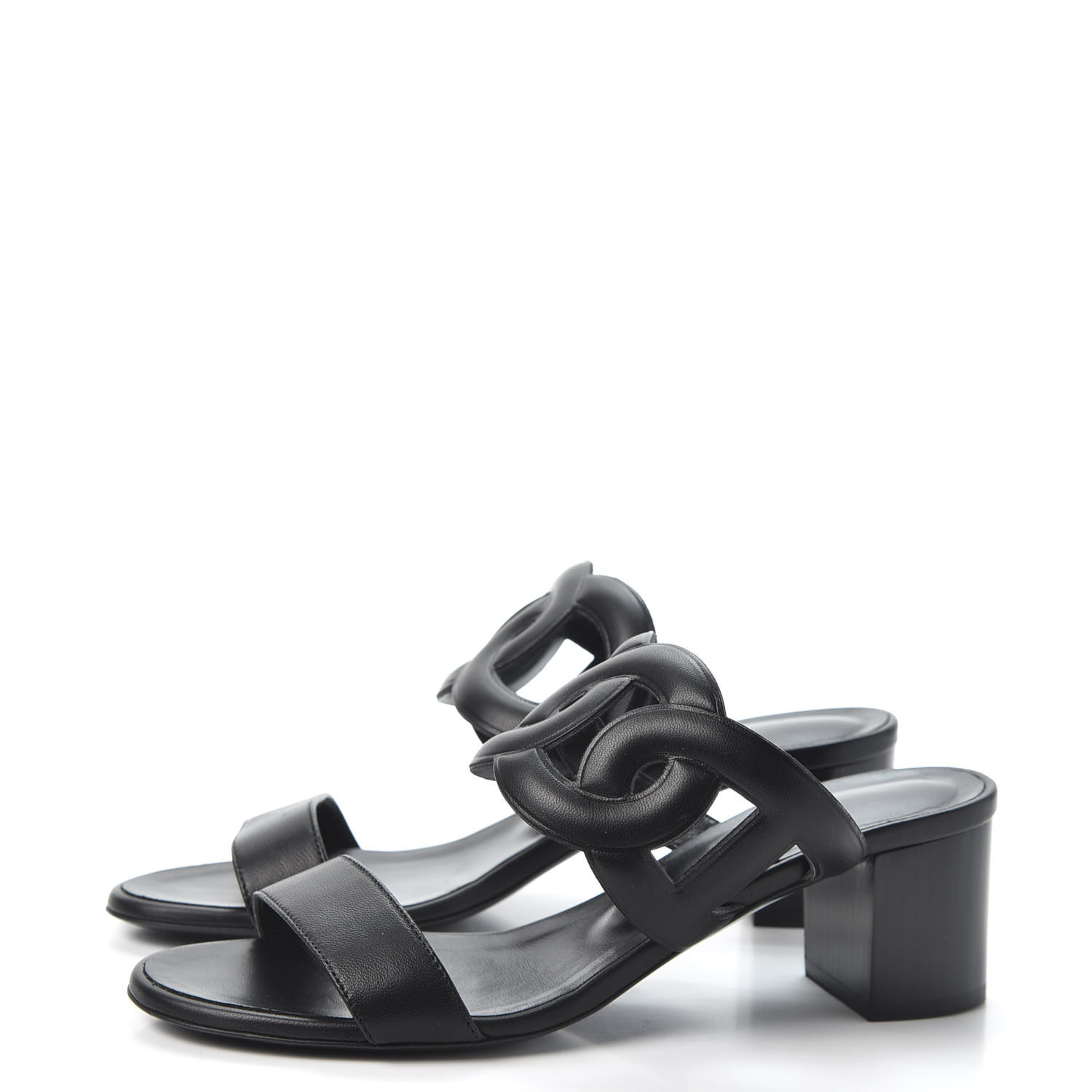 HERMES Nappa Bikini Sandals 36.5 Black 579257