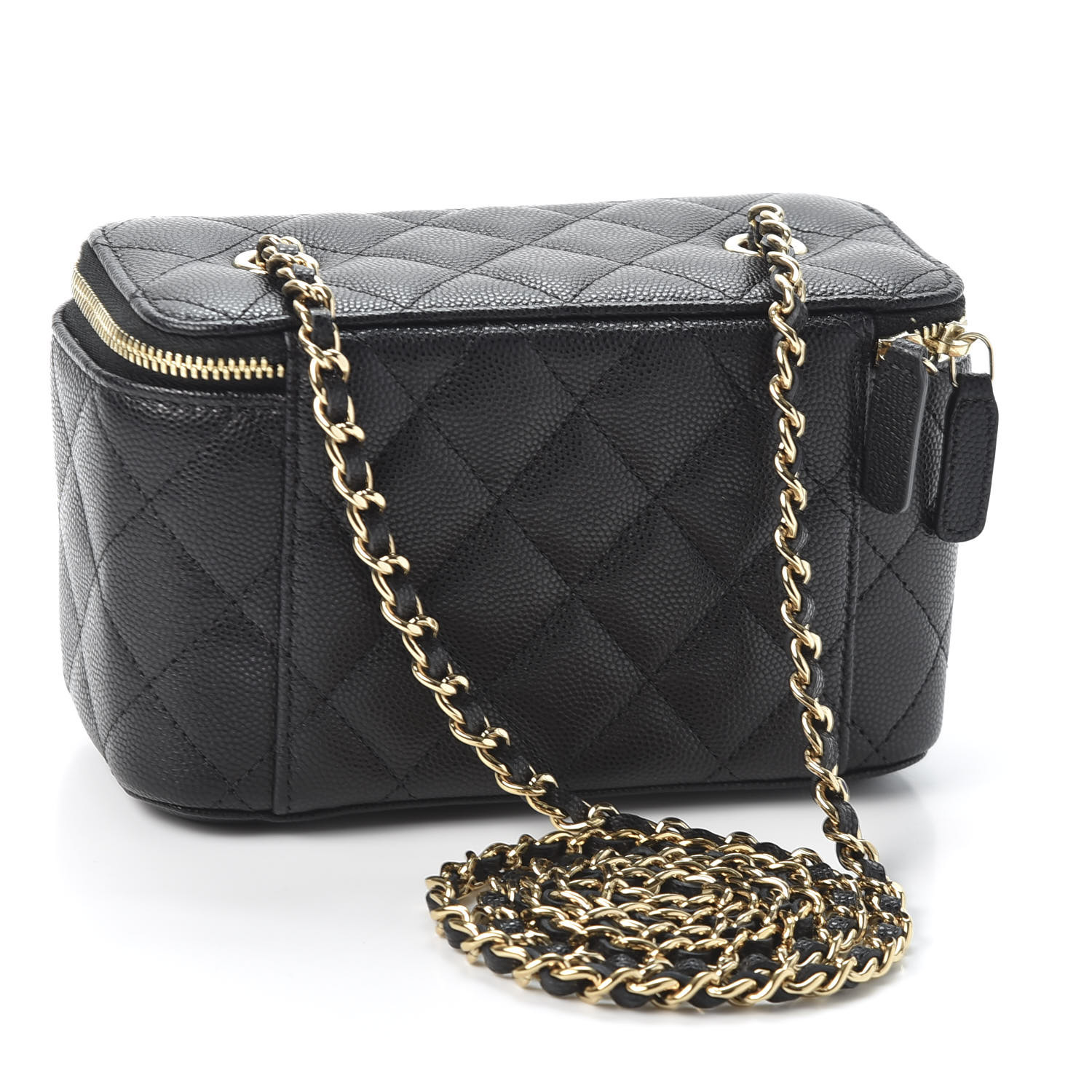 CHANEL Caviar Quilted Small Vanity Case With Chain Black 579653 ...