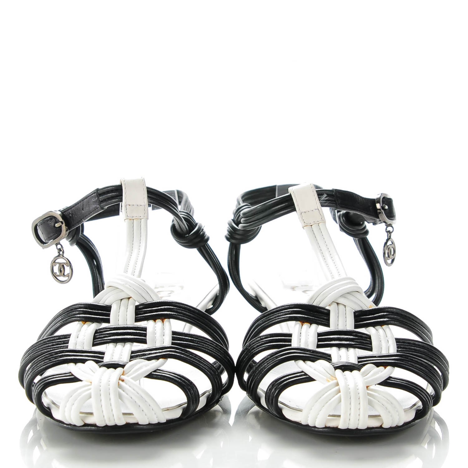 chanel lambskin white sandals