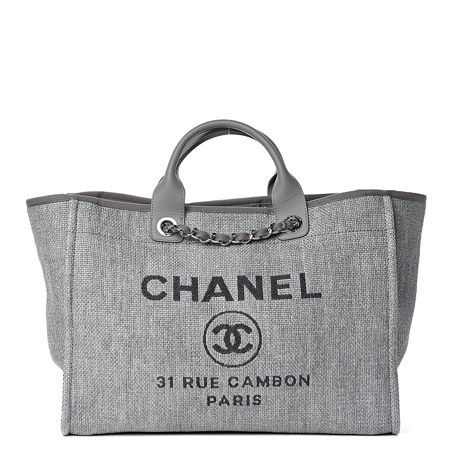 chanel deauville grey canvas tote