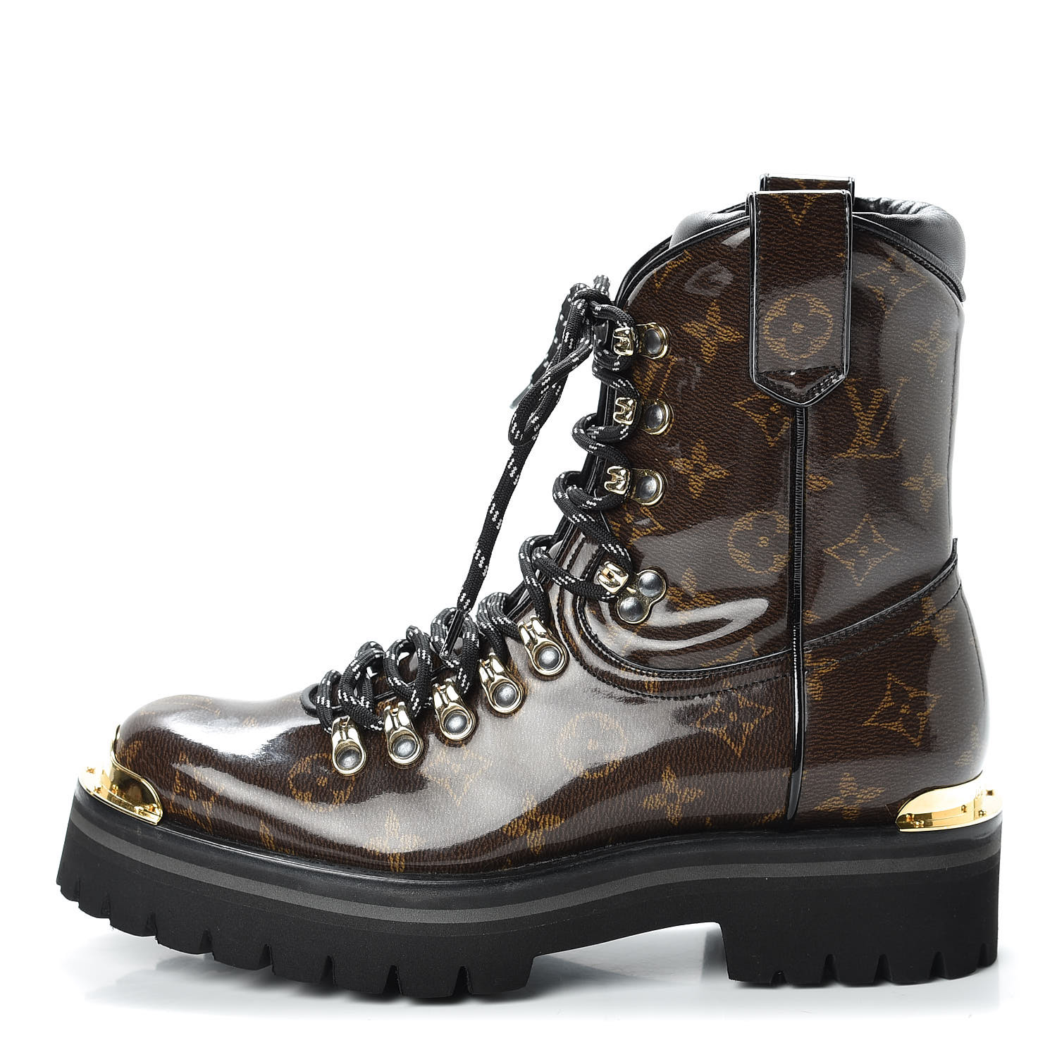 LOUIS VUITTON Monogram Glaze Mens Outland Ankle Boots 4 Black 458112