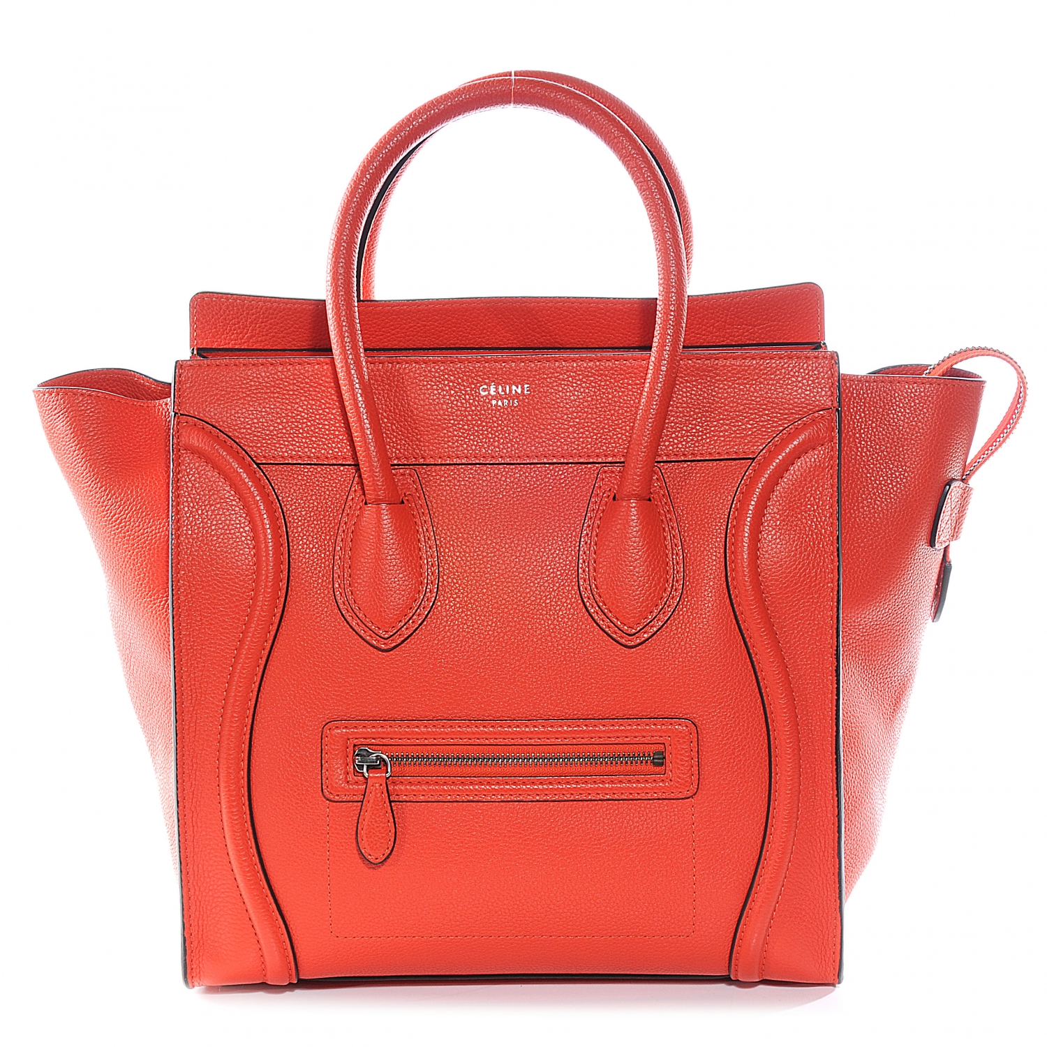 CELINE Drummed Leather Mini Luggage Bag Vermillion 51969